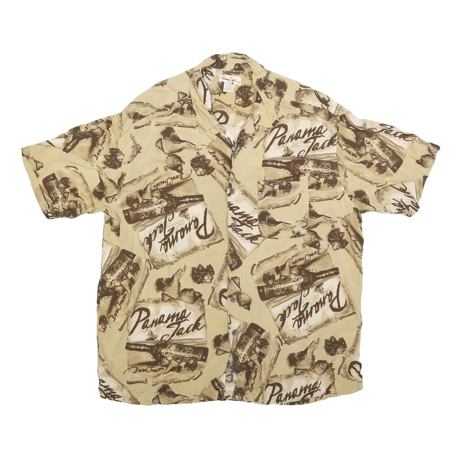 PAVANA JACK Mens Beige Rayon Shirt XL Beach Print Button Front Relaxed Fit Refurbished - N/A refurbished available on Cerqular