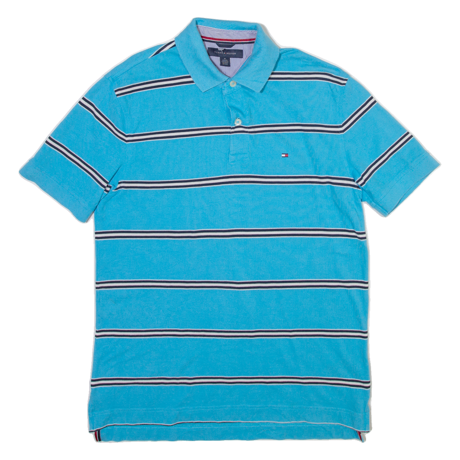 TOMMY HILFIGER Mens Polo Shirt Blue Striped M Refurbished - N/A refurbished available on Cerqular