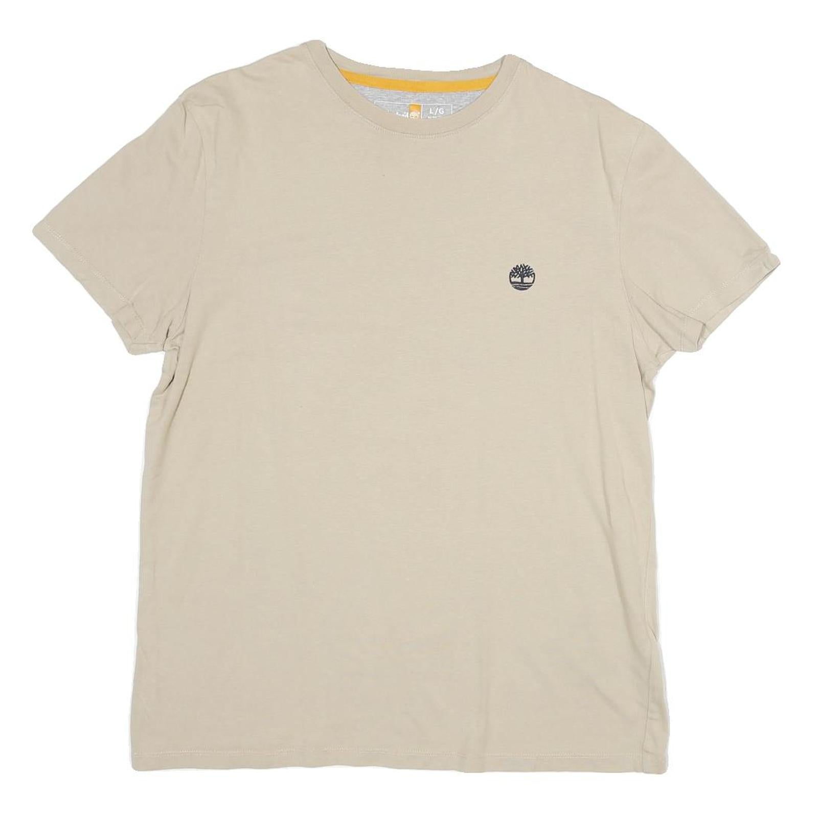 TIMBERLAND Mens Beige Crew Neck Short Sleeve T-Shirt L Cotton Blend Classic Refurbished - N/A refurbished available on Cerqular