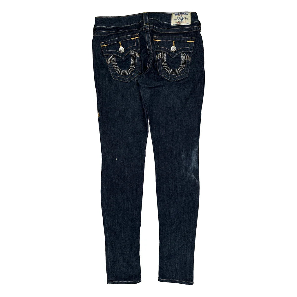 True Religion Skinny Jeans - 33W UK 12 Dark Wash Cotton Refurbished - Thrifted (note: this is a term often used to describe second- refurbished available on Cerqular