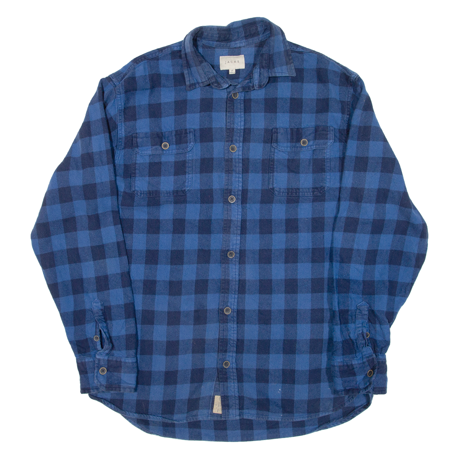 JACHS Tall Mens Flannel Shirt Blue Check Long Sleeve L Refurbished - N/A refurbished available on Cerqular