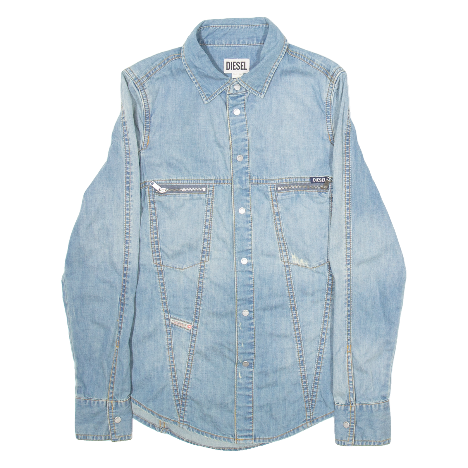 DIESEL Womens Denim Shirt Blue Long Sleeve XXS Refurbished - N/A refurbished available on Cerqular