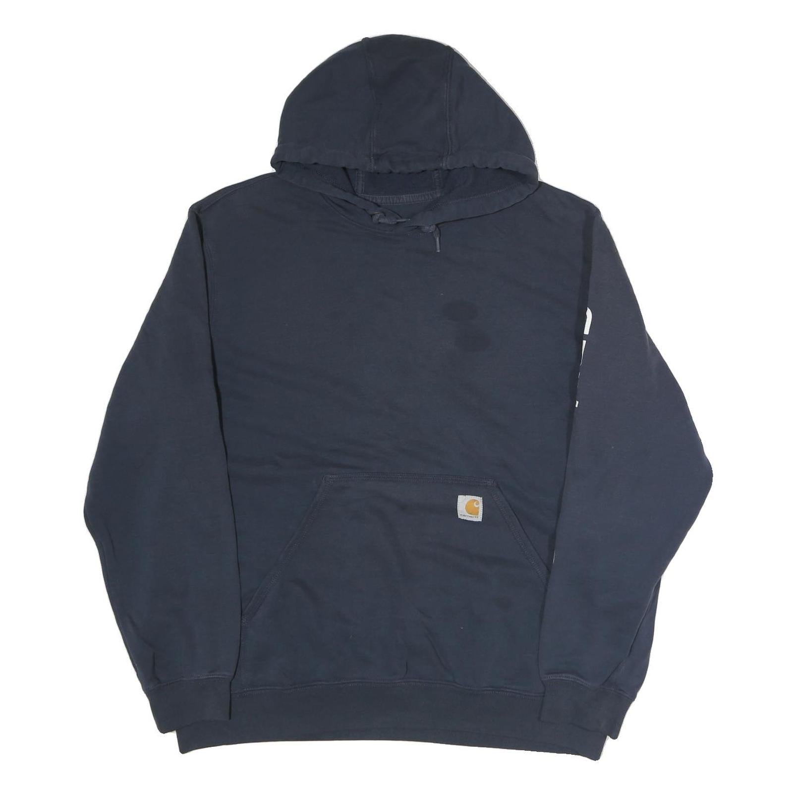 CARHARTT Mens Navy Blue Hoodie L Cotton Pullover Logo Print Casual Wear Refurbished - N/A refurbished available on Cerqular
