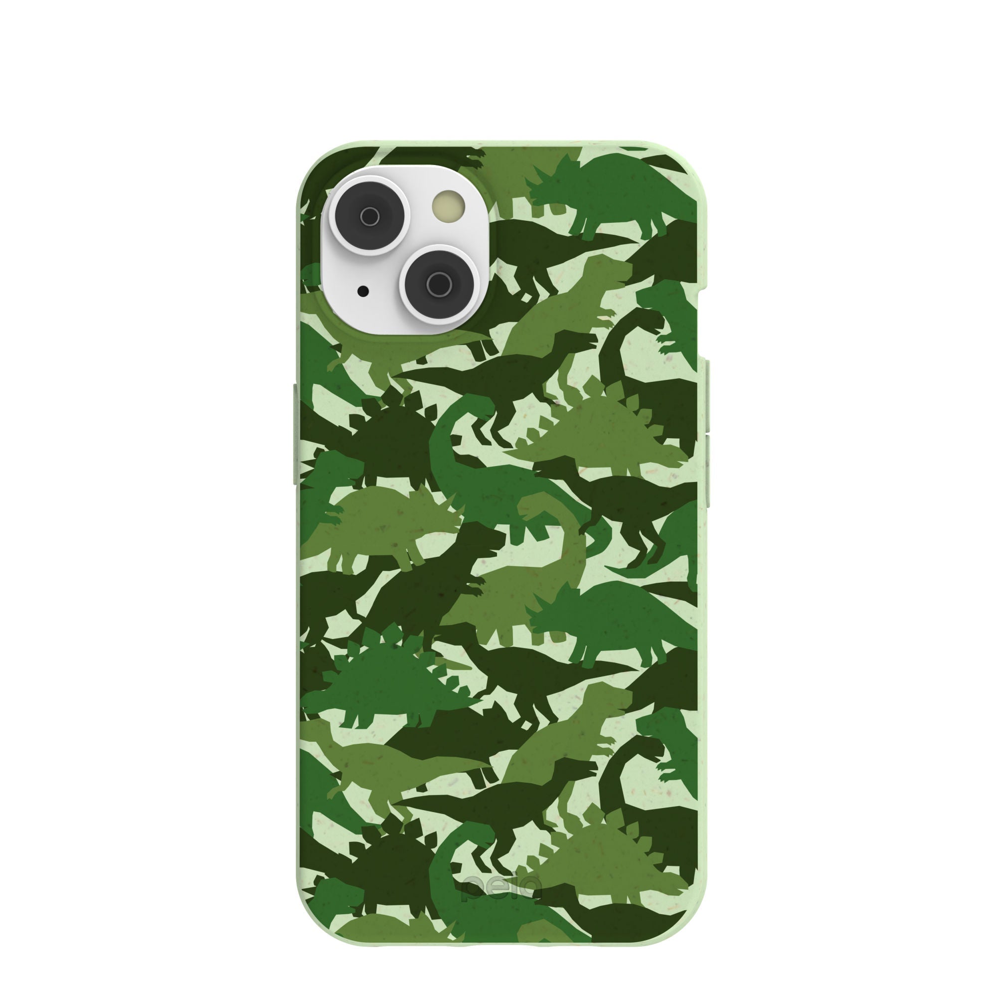 Sage Green Dino Camo iPhone 14/16e Case Refurbished - Pela Case refurbished available on Cerqular