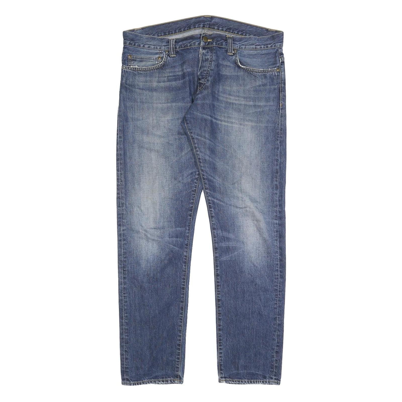 CARHARTT Mens Regular Fit Blue Denim Jeans Button Closure W37 L32 Classic Style Refurbished - N/A refurbished available on Cerqular