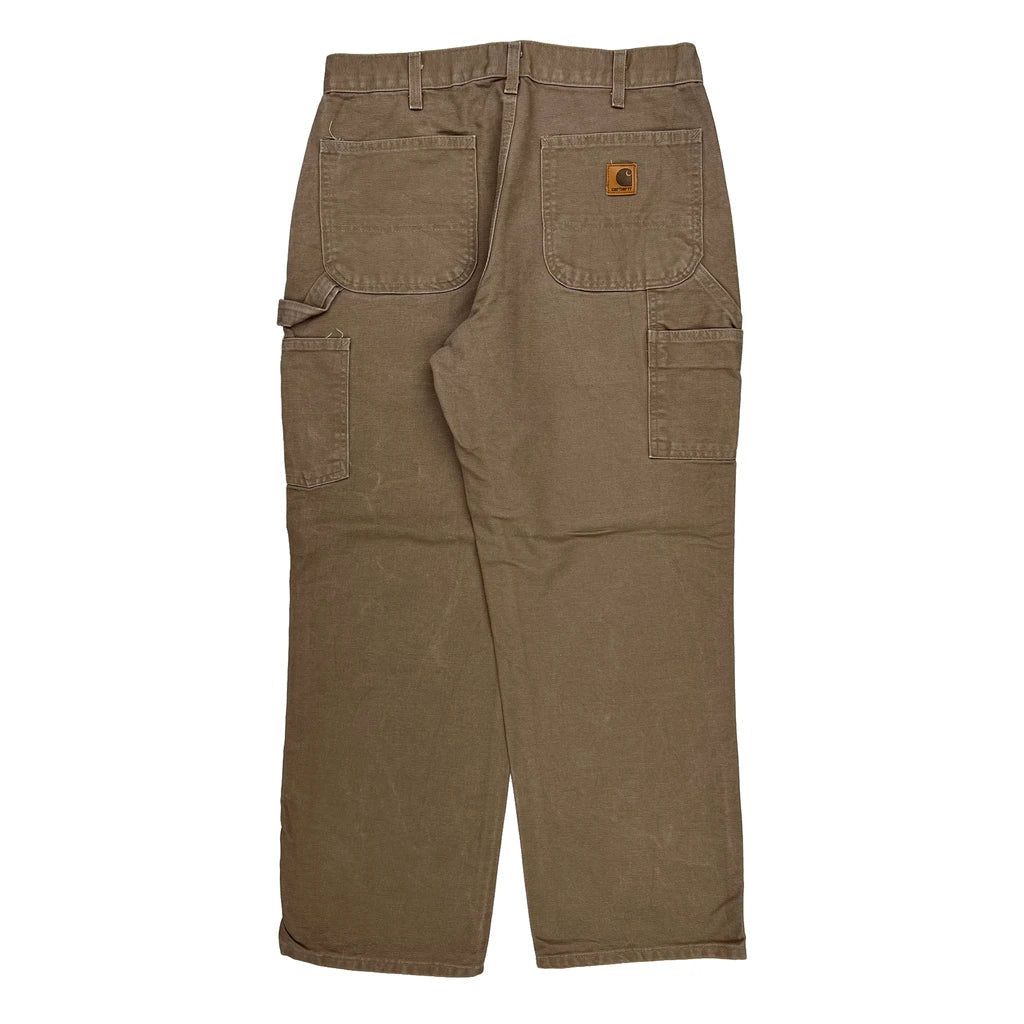 Carhartt Carpenter Trousers - 33W 30L Brown Cotton Refurbished - Thrifted (note: this is a term often used to describe second- refurbished available on Cerqular