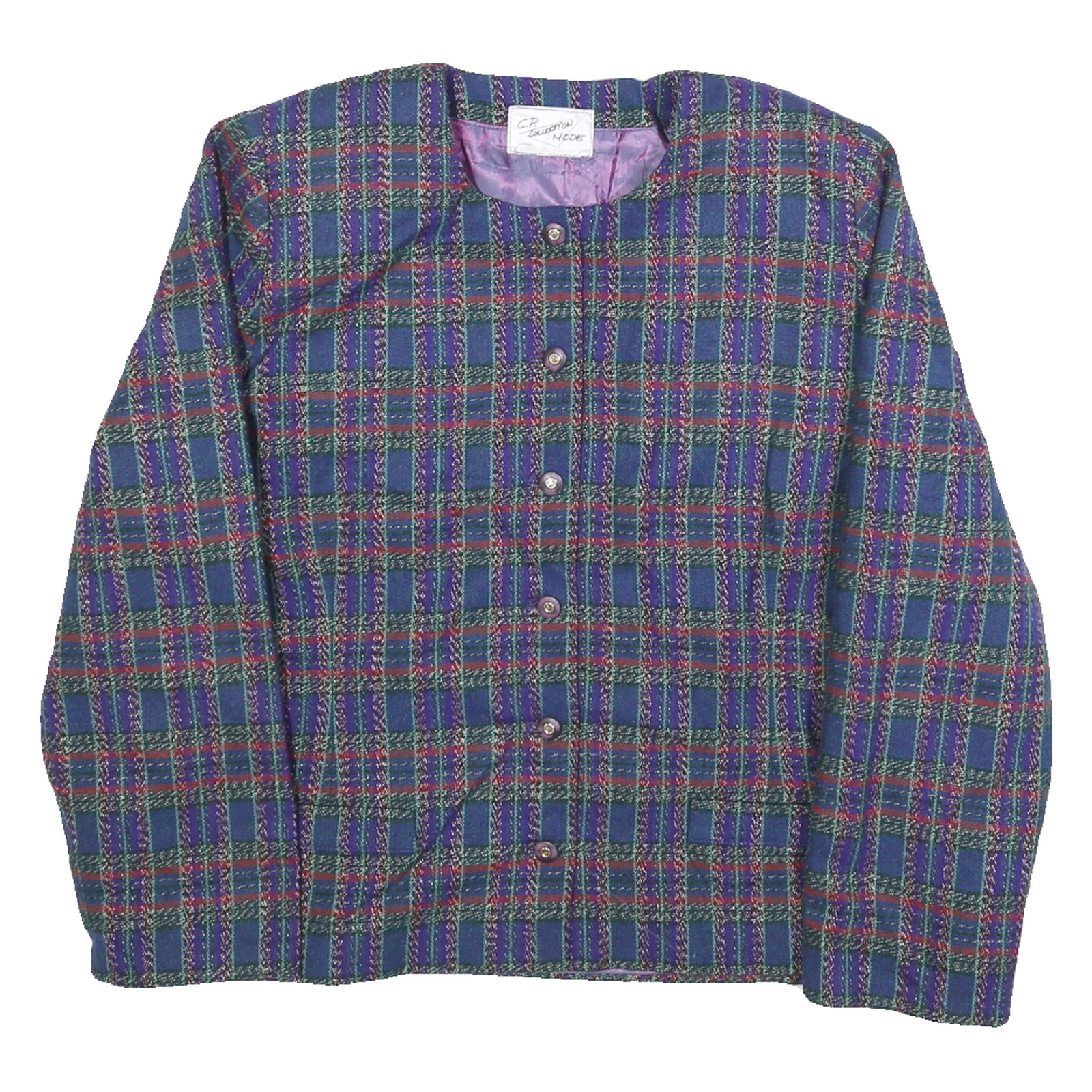 CP COLLECTION Womens Blue Green Wool Blend Checked Button Jacket M Woven Refurbished - N/A refurbished available on Cerqular