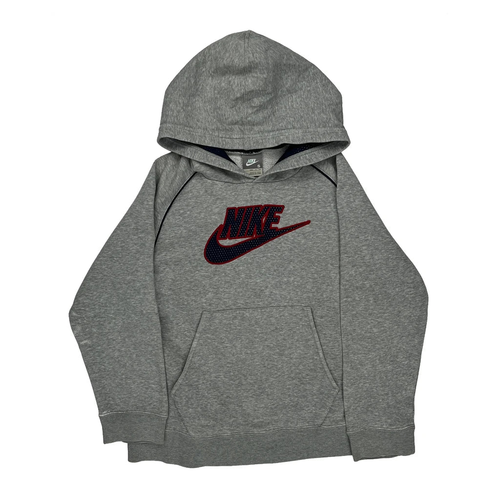 Age 8 Nike Hoodie - Small Grey Cotton Blend Refurbished - Thrifted (note: this is a term often used to describe second- refurbished available on Cerqular