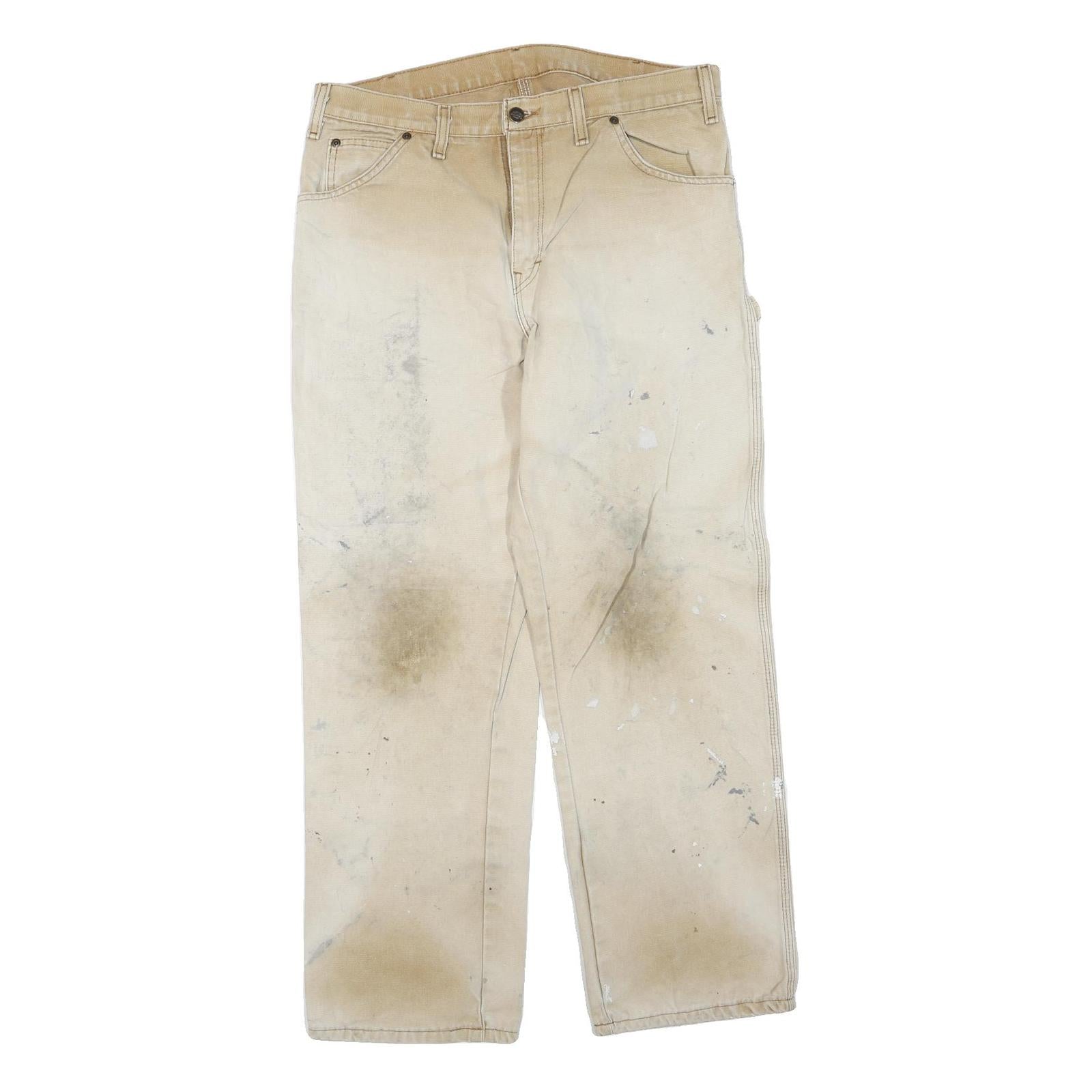 DICKIES Mens Regular Beige Workwear Cotton Blend Trousers W34 L30 Zip Pockets Refurbished - N/A refurbished available on Cerqular