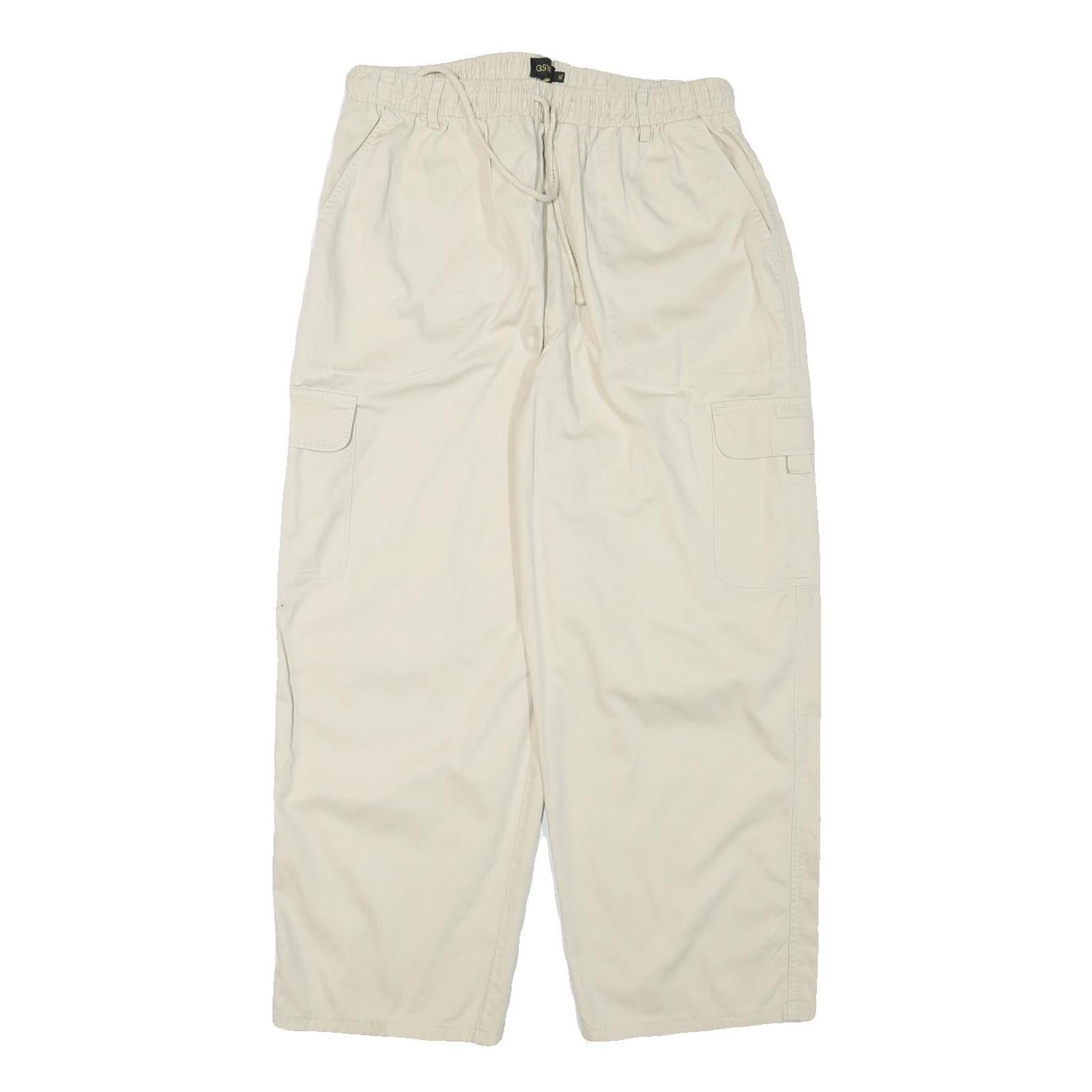 GSWD Womens Cotton Blend Cream Relaxed Cargo Drawstring Trousers W30 L25 Refurbished - N/A refurbished available on Cerqular