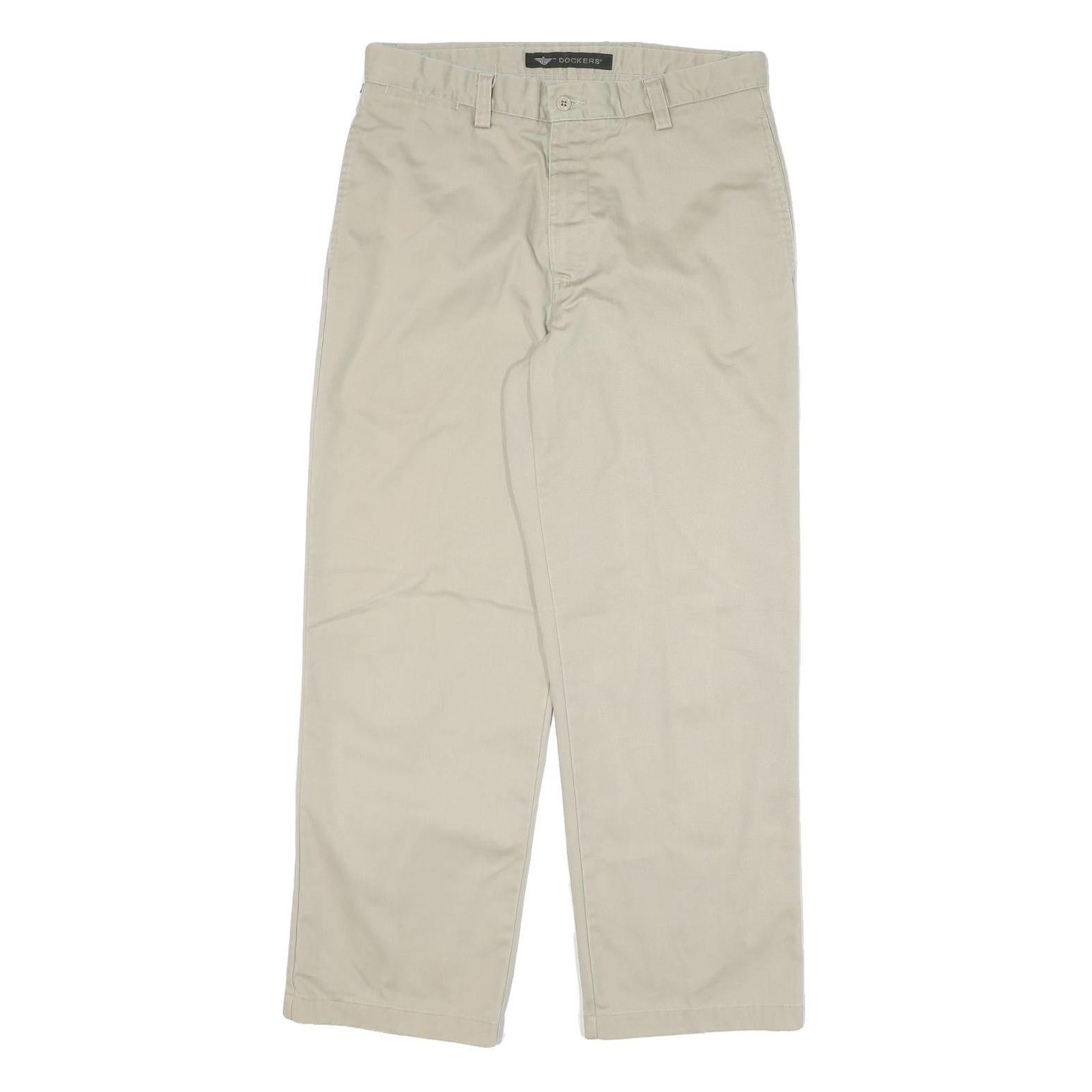 DOCKERS Mens Cotton Blend Beige Regular Straight Trousers W33 L29 Classic Zip Refurbished - N/A refurbished available on Cerqular