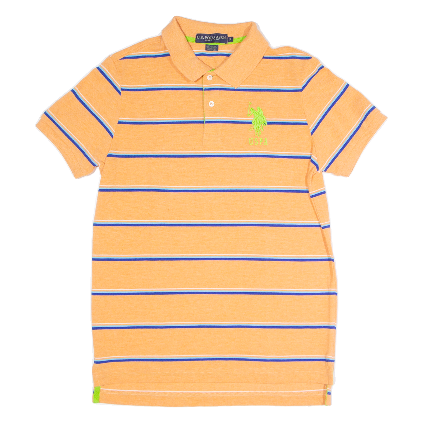 U.S. POLO ASSN Mens Polo Shirt Orange Striped S Refurbished - N/A refurbished available on Cerqular