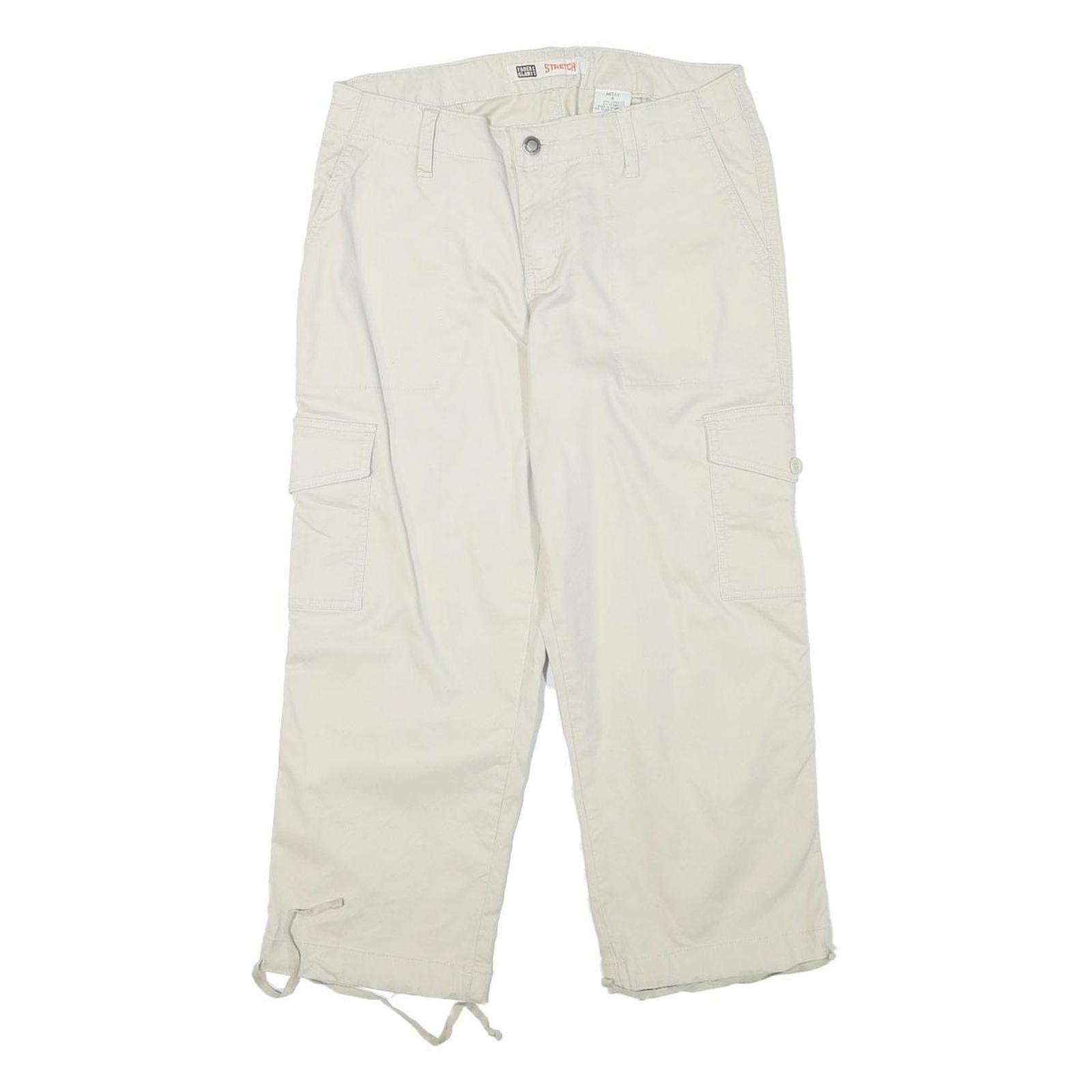 FADED GLORY Womens Cotton Blend Cream Relaxed Cargo Trousers W28 L23 Casual Refurbished - N/A refurbished available on Cerqular