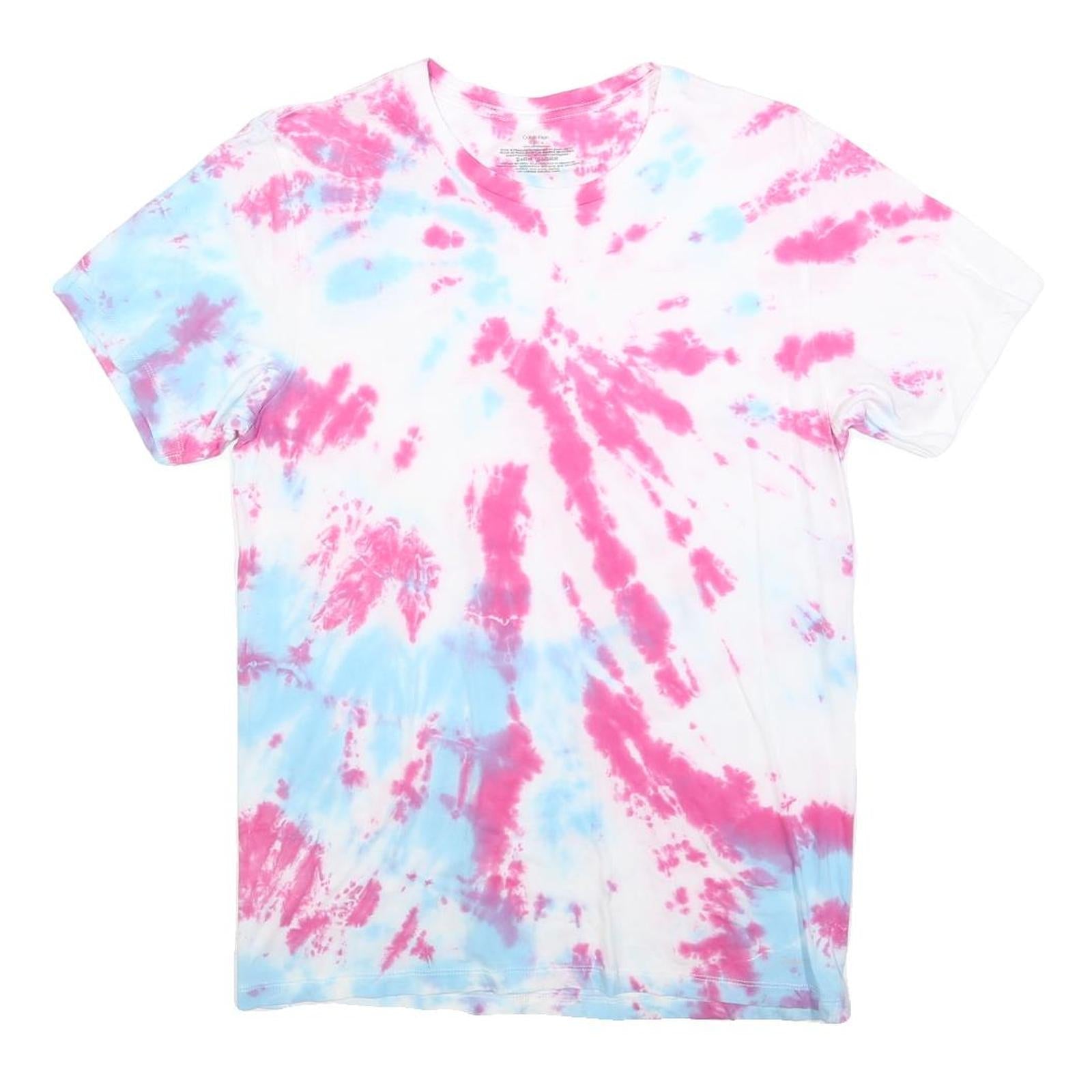 CALVIN KLEIN Mens White & Pink Tie Dye T-Shirt S Short Sleeve Crew Neck Casual Refurbished - N/A refurbished available on Cerqular