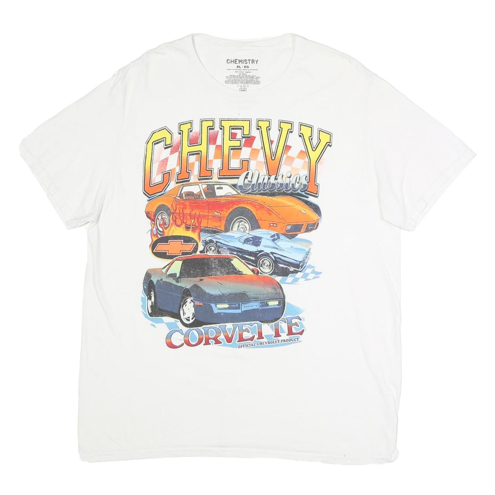 Buy CHEMISTRY Mens White Chevy Classics Corvette Graphic T-Shirt XL Short Sleeve Refurbished - $22.09 CHEMISTRY Mens White Chevy Classics Corvette Graphic T-Shirt XL Short Sleeve Refurbished - N/A refurbished available on Cerqular