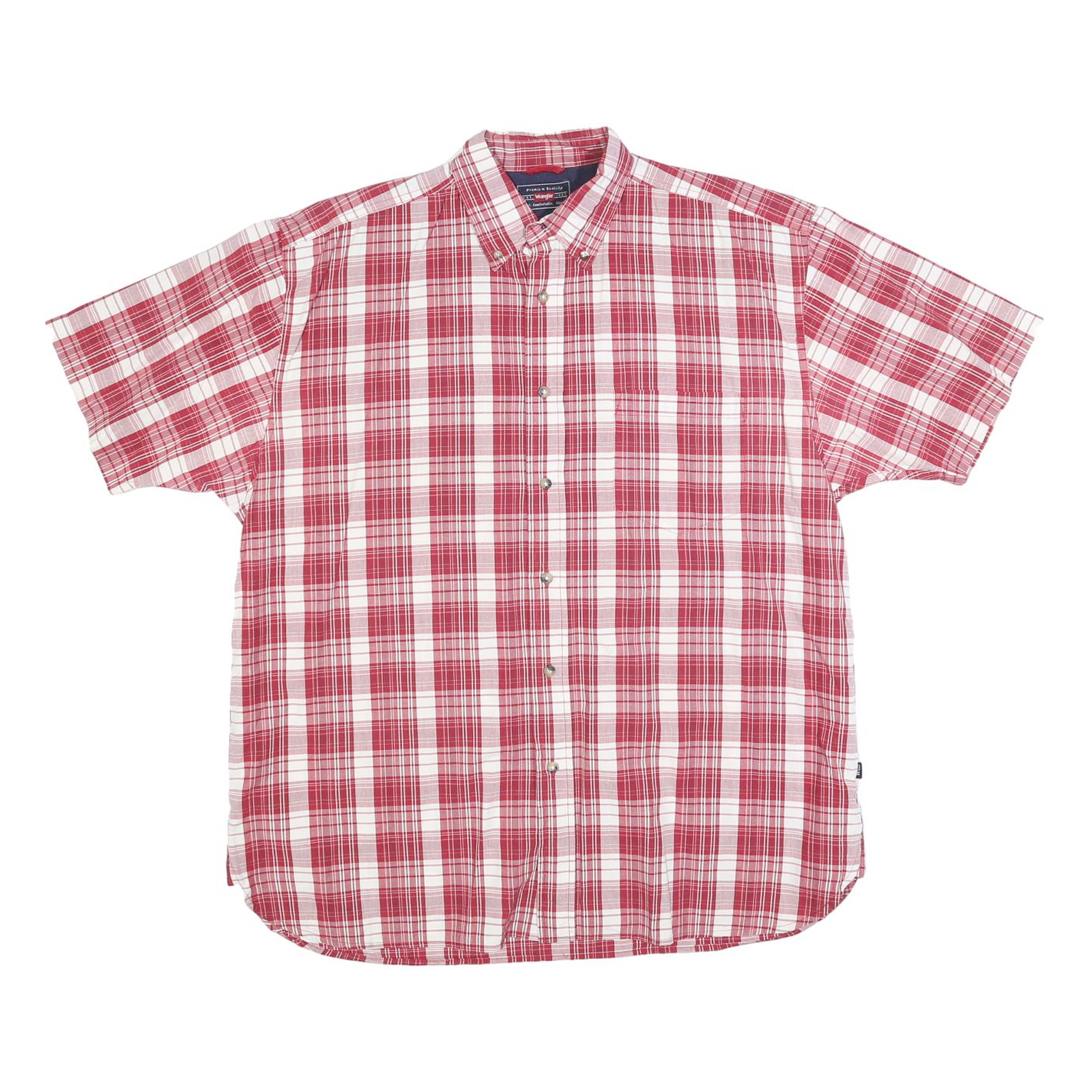WRANGLER Mens Red & White Check Shirt Cotton Blend L Casual Button-Down Summer Refurbished - N/A refurbished available on Cerqular