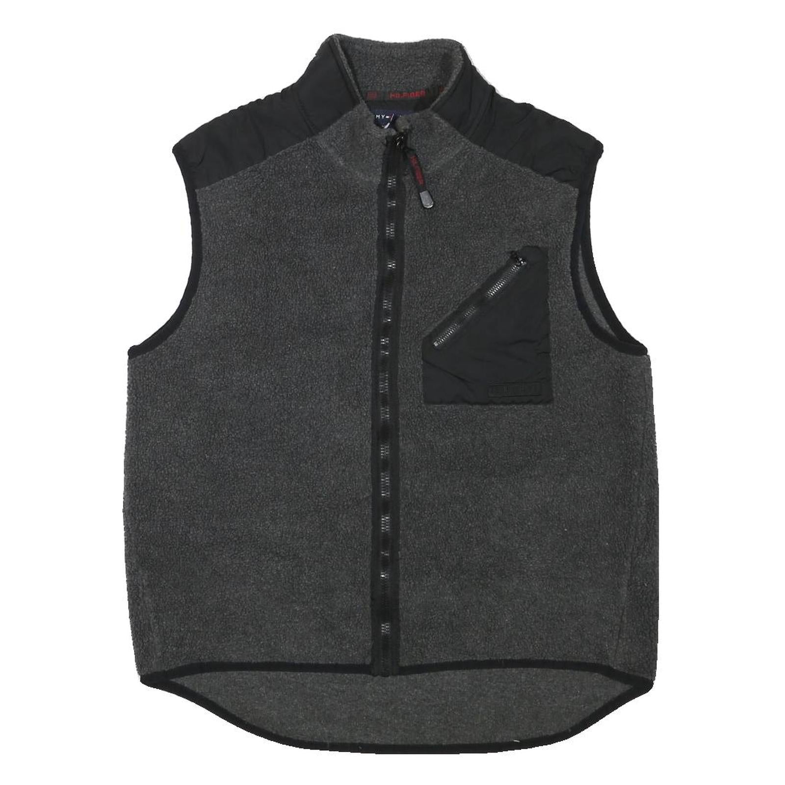 TOMMY HILFIGER Mens Grey & Black Sleeveless Jacket XL Polyester Blend Zip Pocket Refurbished - N/A refurbished available on Cerqular