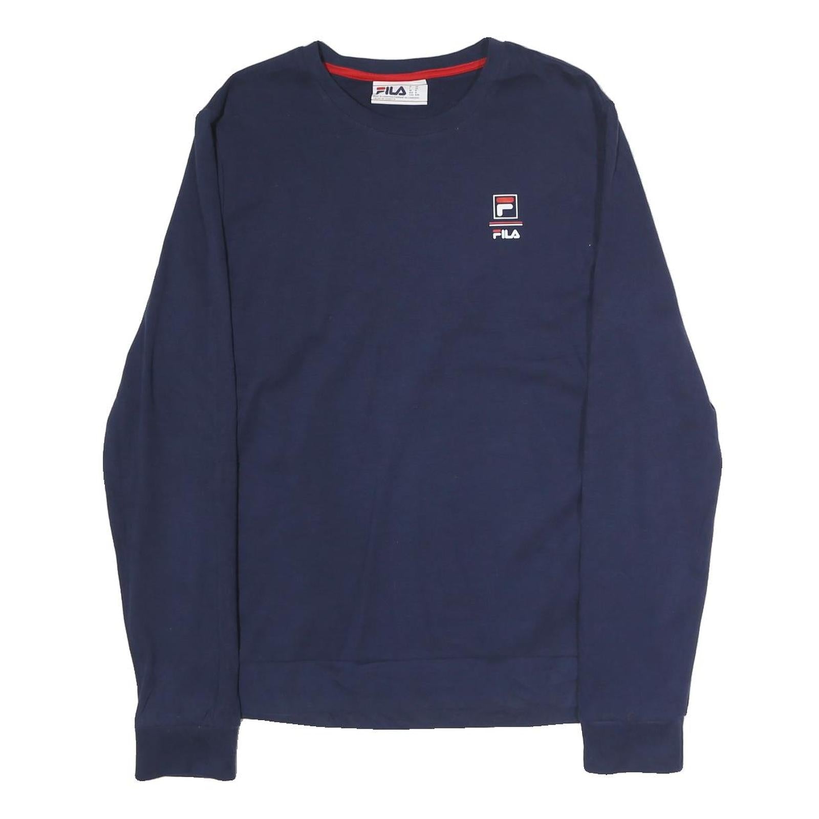 FILA Mens Navy Blue Cotton Crew Neck Sweatshirt M Classic Logo Pullover Refurbished - N/A refurbished available on Cerqular