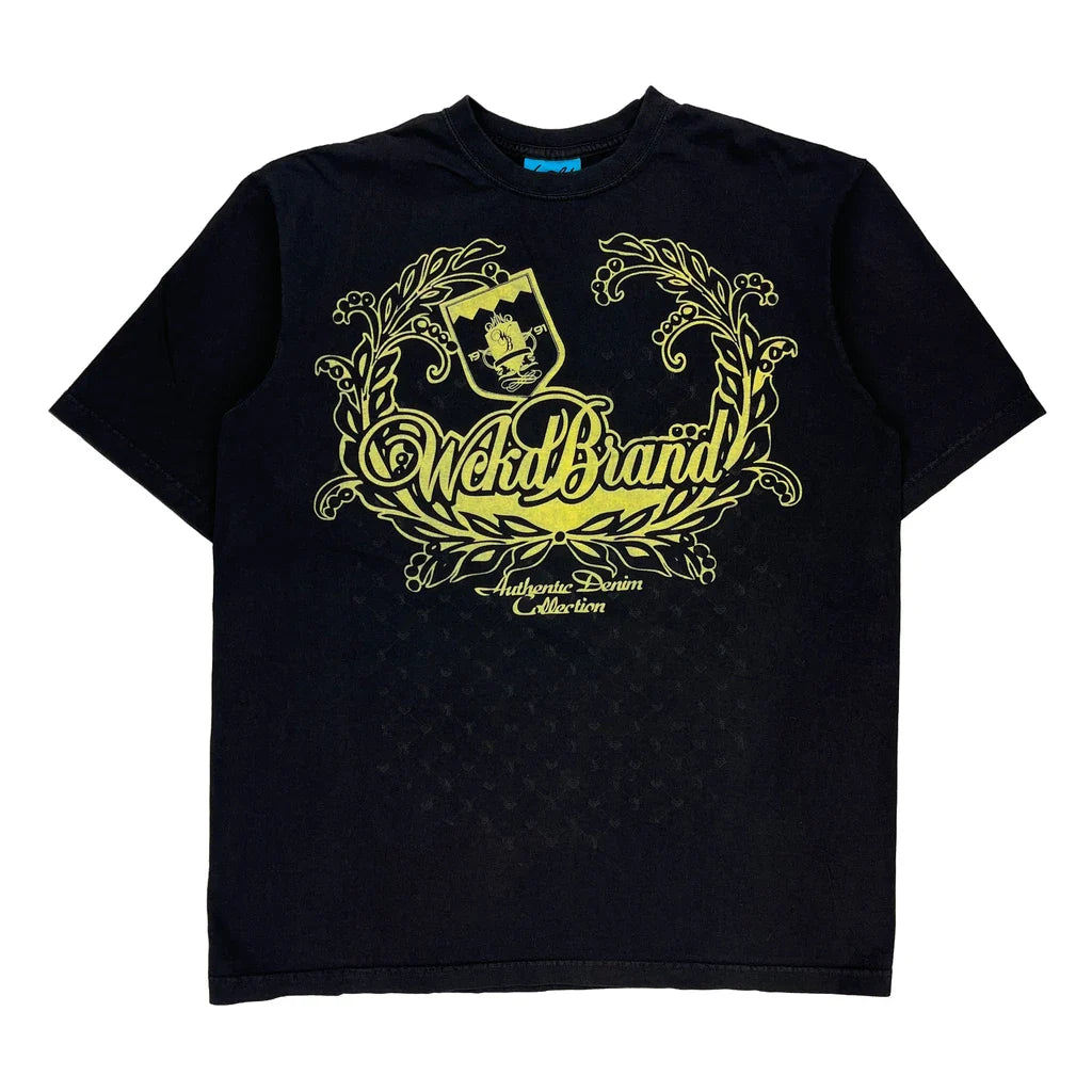 Wckd Graphic T-Shirt - Large Black Cotton Refurbished - Thrifted (note: this is a term often used to describe second- refurbished available on Cerqular