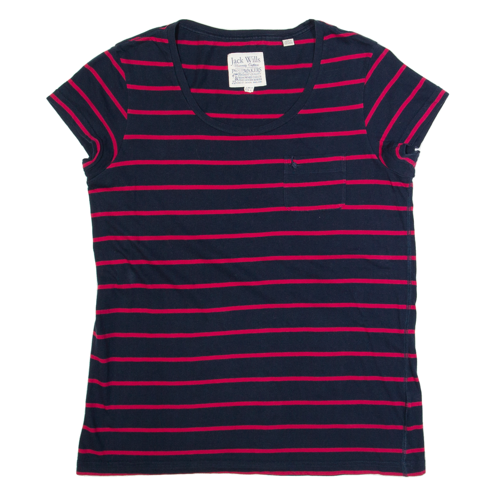 JACK WILLS Striped Womens T-Shirt Blue UK 12 Refurbished - N/A refurbished available on Cerqular