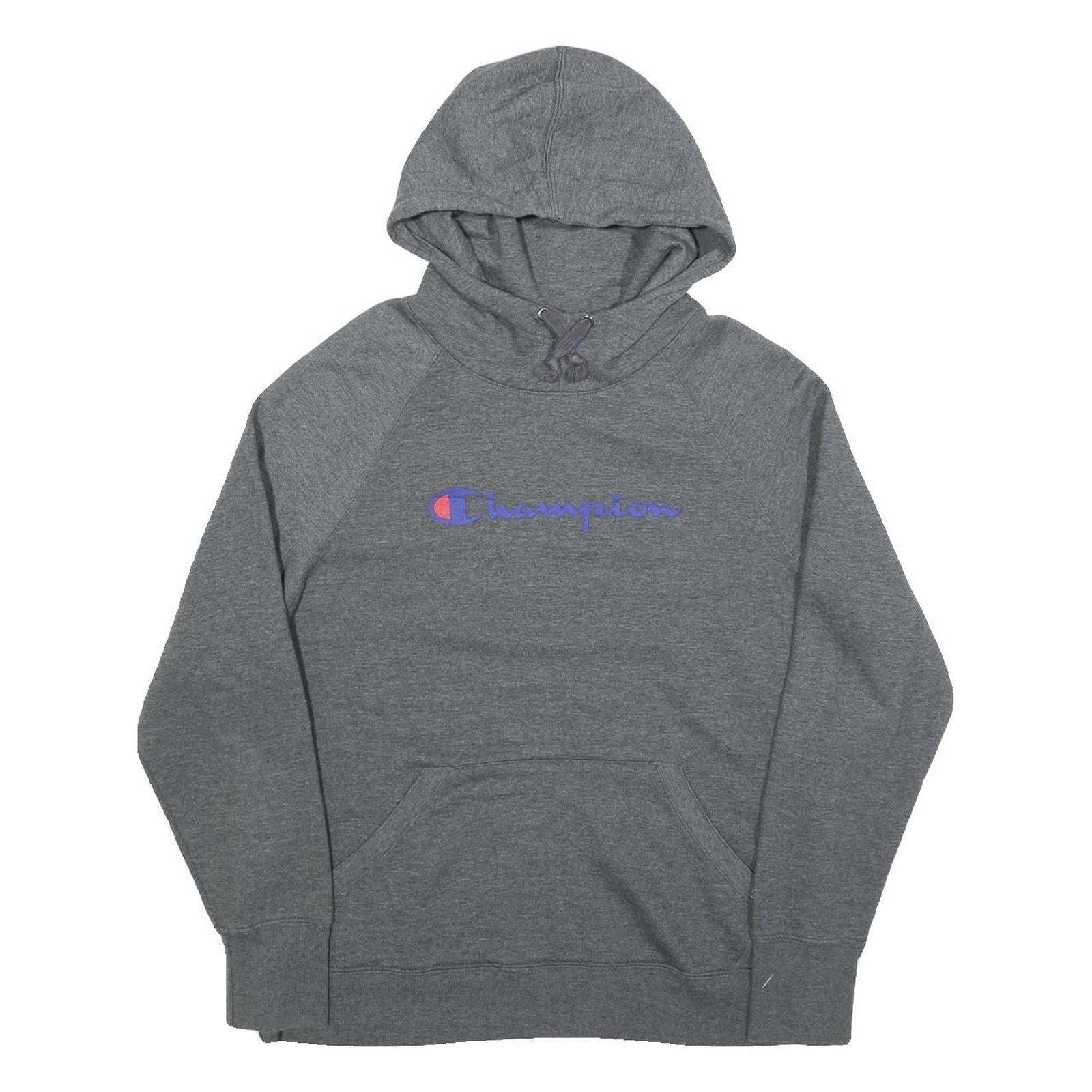 CHAMPION Mens Grey Hoodie L Cotton Blend Classic Logo Pullover Sweatshirt Refurbished - N/A refurbished available on Cerqular