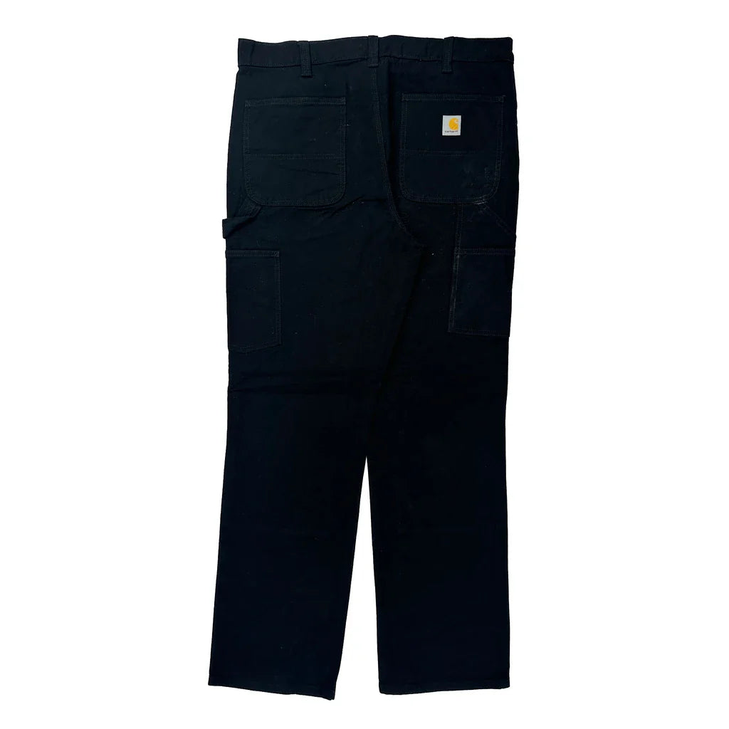 Carhartt Double Knee Carpenter Trousers - 36W 34L Black Cotton Refurbished - Thrifted (note: this is a term often used to describe second- refurbished available on Cerqular