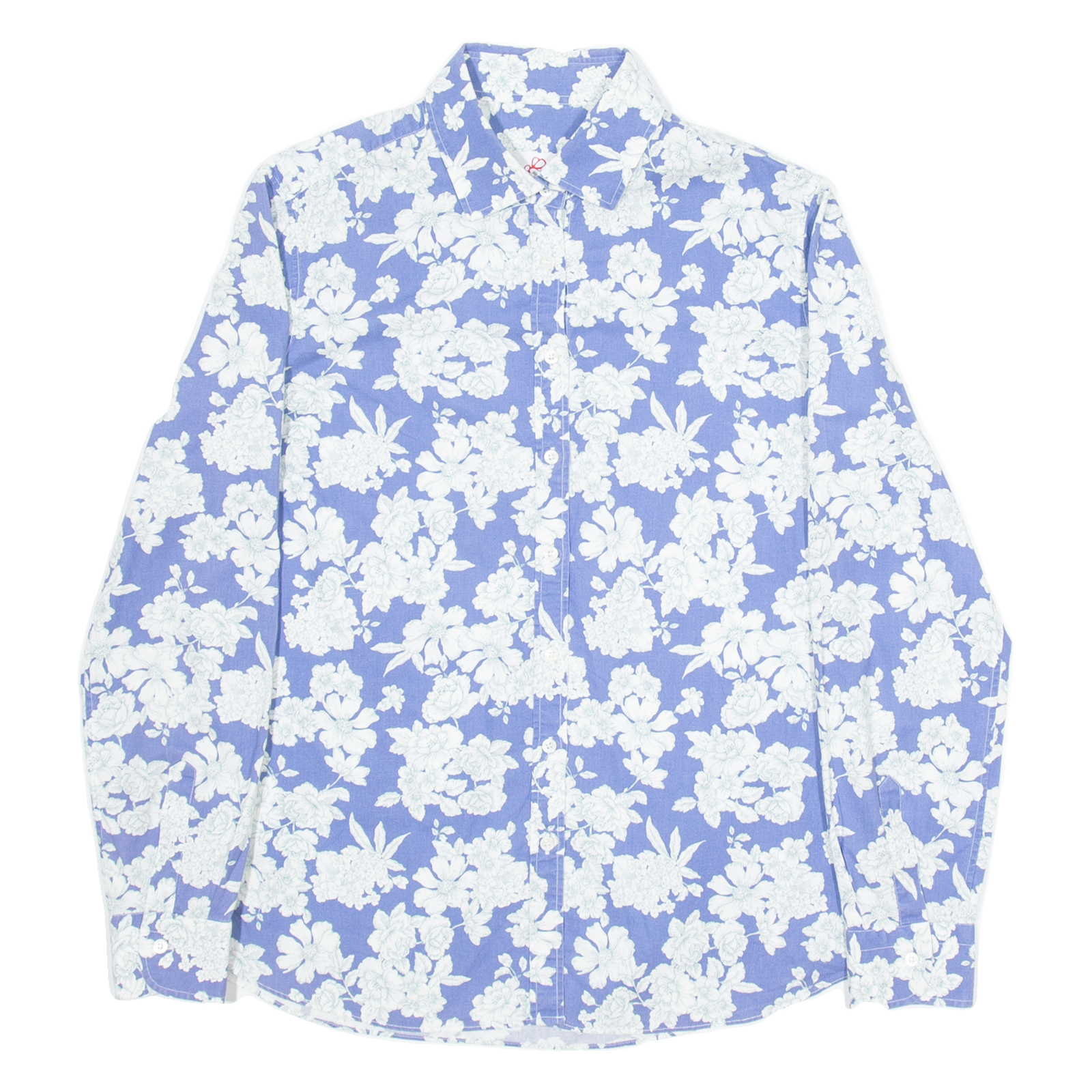 MOSCA Womens Hawaiian Shirt Blue Floral Long Sleeve L Refurbished - N/A refurbished available on Cerqular
