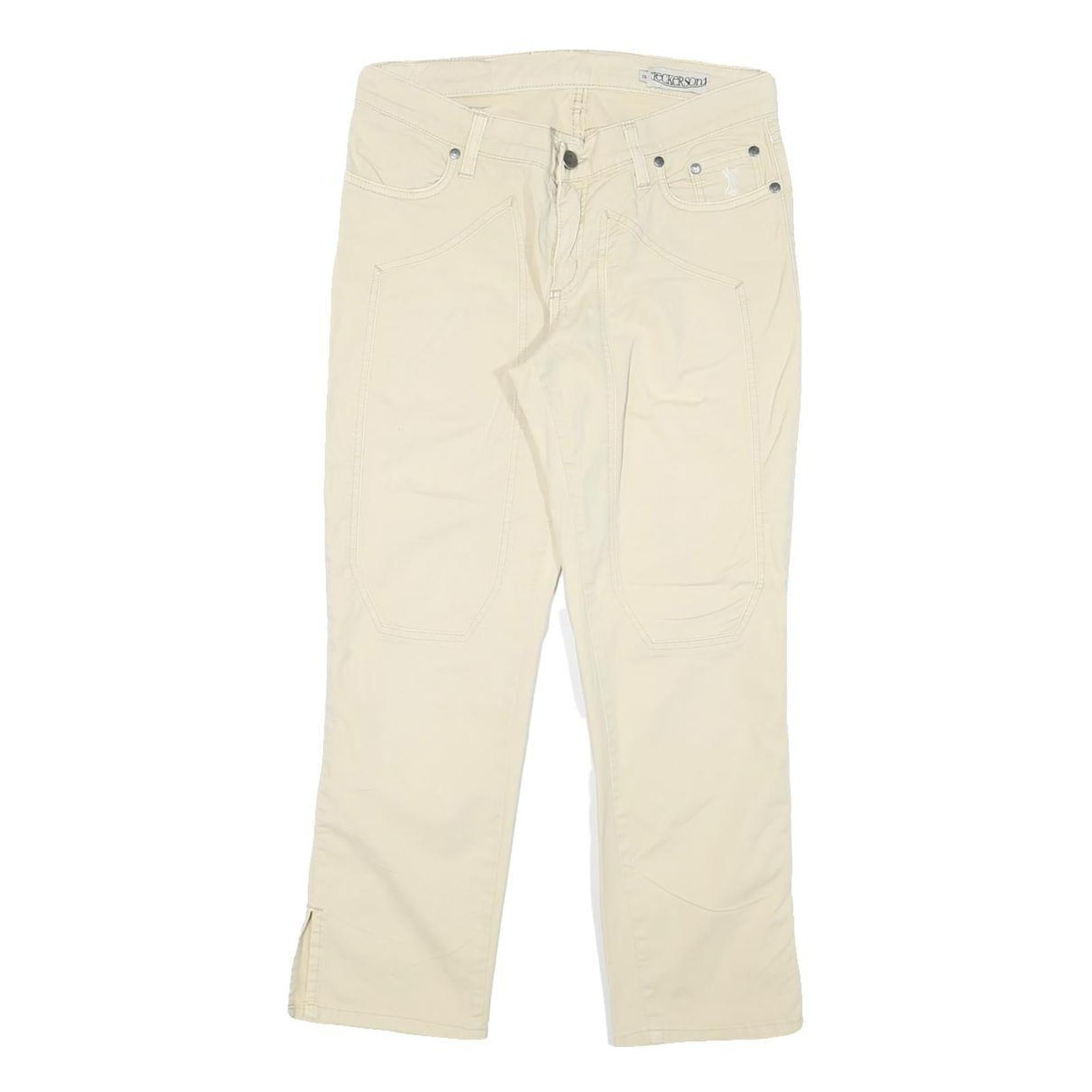 JECKERSON Womens Slim Beige Cotton Blend Trousers W28 L24 Zip Closure Refurbished - N/A refurbished available on Cerqular