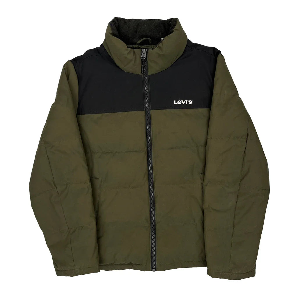 Levis Puffer - Large Khaki Polyester Refurbished - Thrifted (note: this is a term often used to describe second- refurbished available on Cerqular