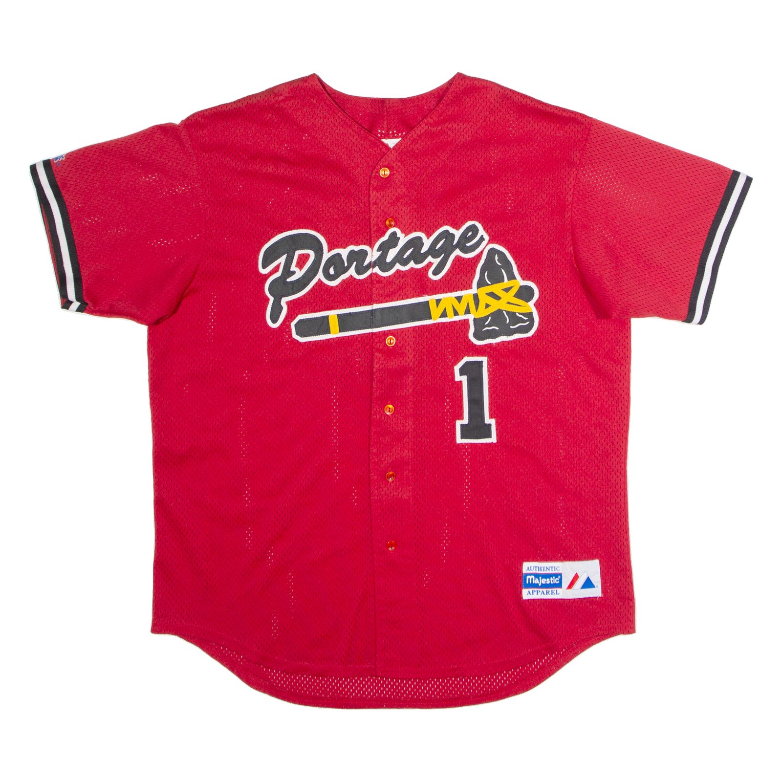 MAJESTIC Portage #1 Baseball Mens Jersey Red USA V-Neck L Refurbished - N/A refurbished available on Cerqular