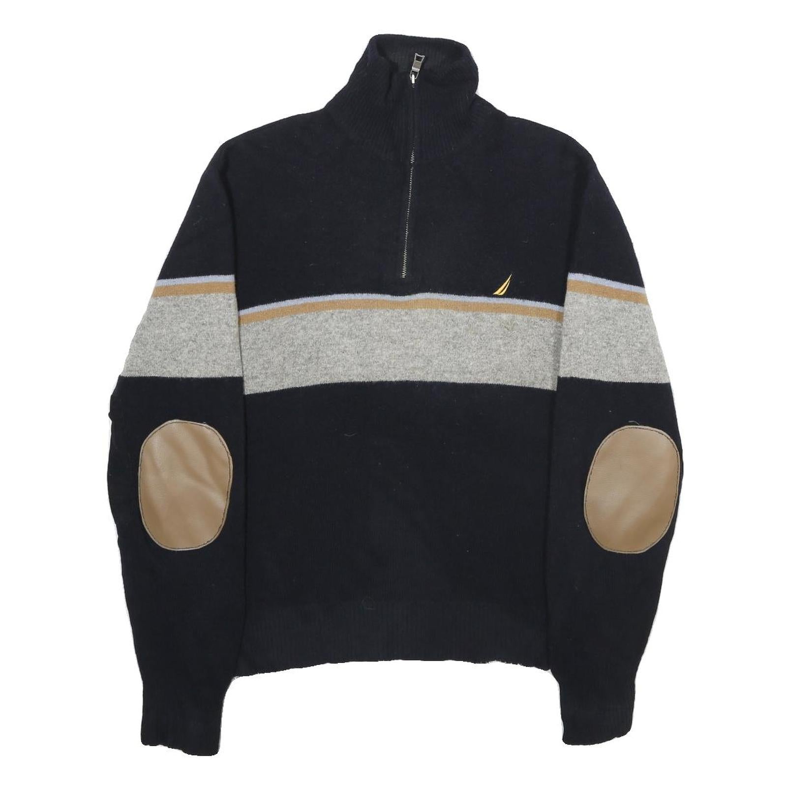 NAUTICA Mens Black & Grey Colourblock Wool Jumper Pullover Crew Neck M Refurbished - N/A refurbished available on Cerqular