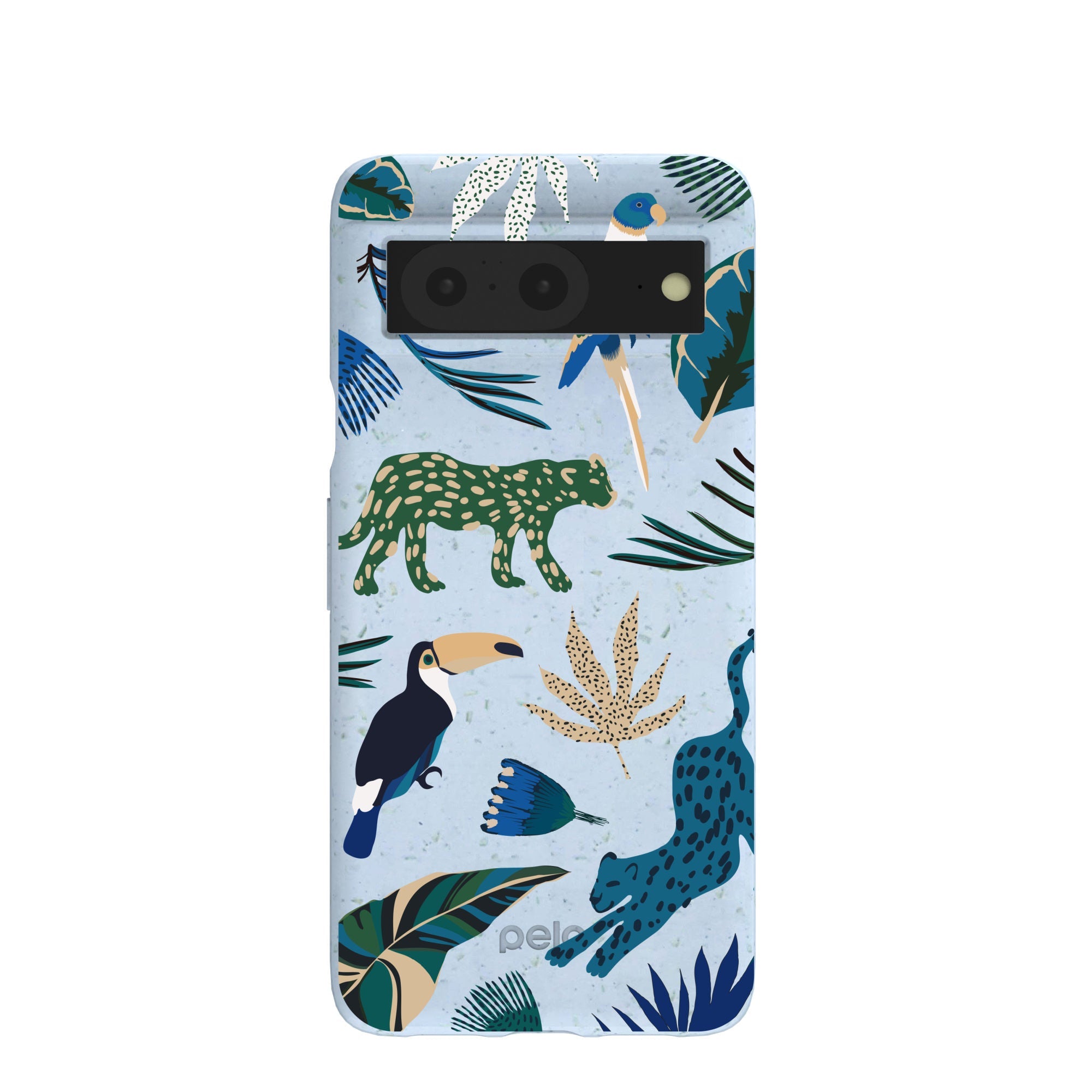 Powder Blue Tropical Rainforest Google Pixel 8 Case Refurbished - Pela Case refurbished available on Cerqular