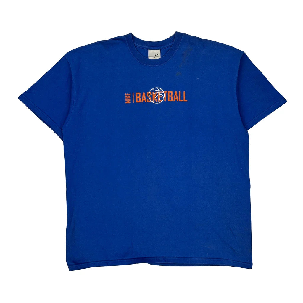 Buy Nike Graphic T-Shirt - XL Blue Cotton Refurbished - $40.99 Nike Graphic T-Shirt - XL Blue Cotton Refurbished - Thrifted (note: this is a term often used to describe second- refurbished available on Cerqular