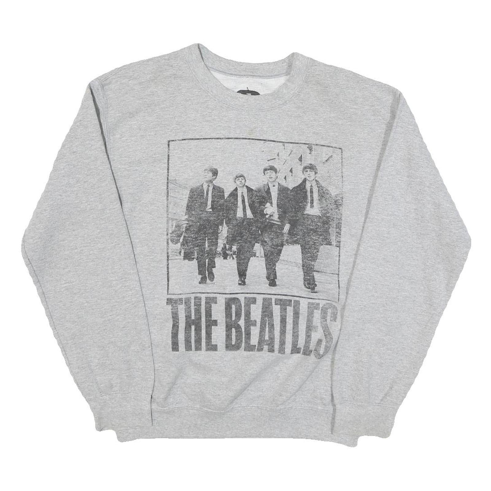 THE BEATLES Mens Grey Sweatshirt Crew Neck S Band Print Cotton Blend Pullover Refurbished - N/A refurbished available on Cerqular