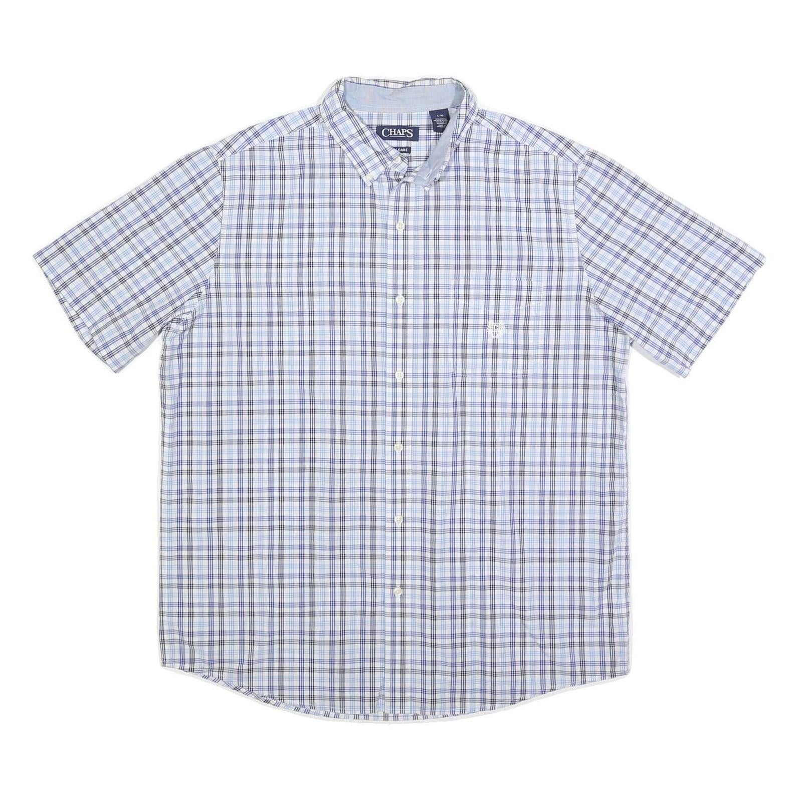CHAPS Mens Blue & White Check Shirt L Cotton Blend Casual Button Down Refurbished - N/A refurbished available on Cerqular