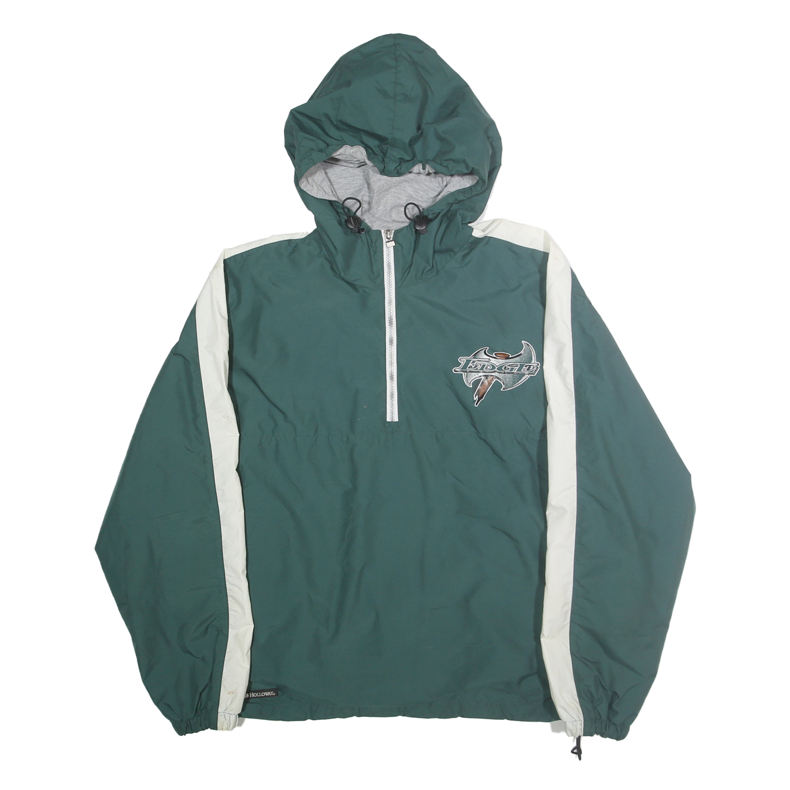 HOLLOWAY Mens Green & Cream Women's Tackle Football Hooded Windbreaker Jacket M Refurbished - N/A refurbished available on Cerqular