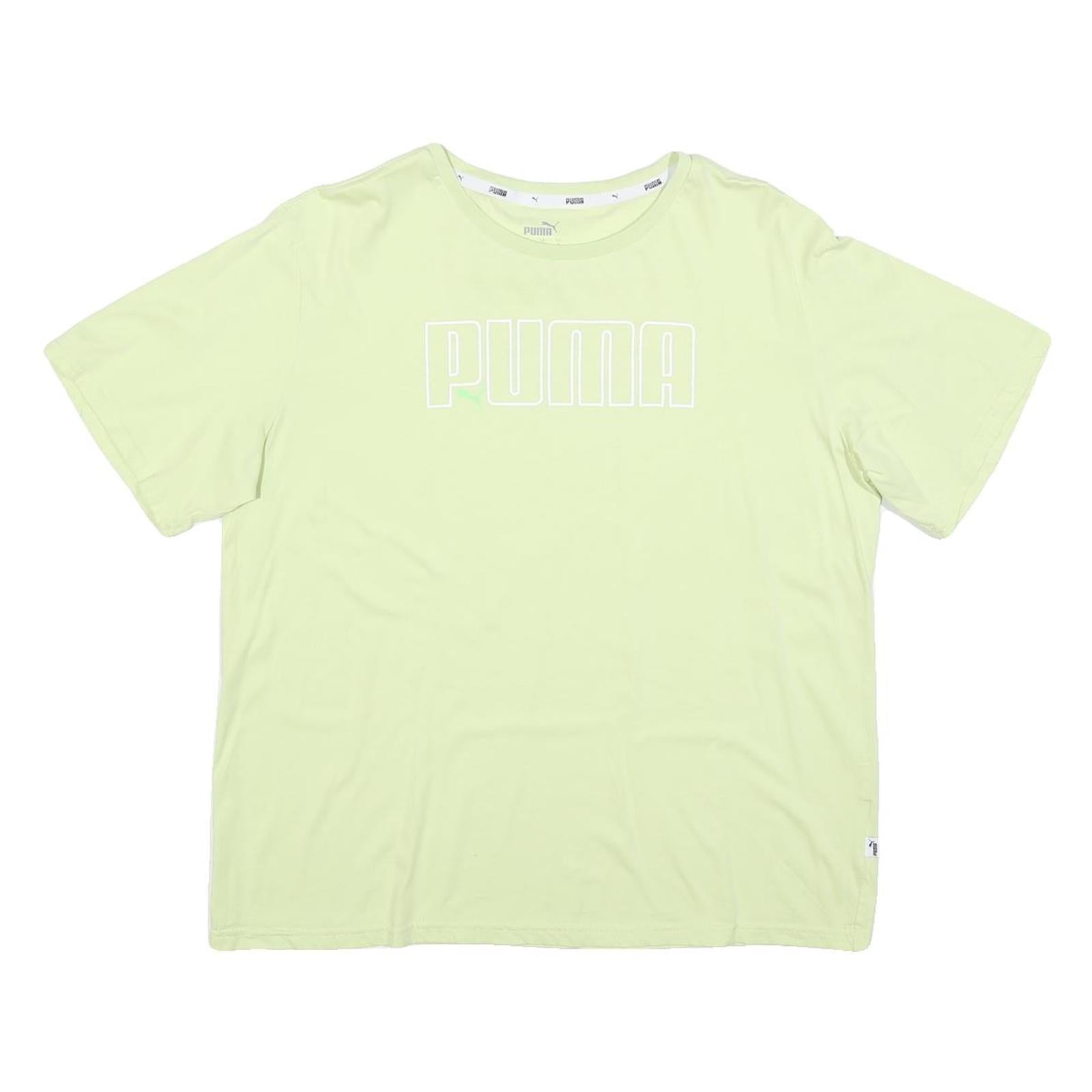 PUMA Womens Lime Green T-Shirt L Short Sleeve Crew Neck Cotton Blend Graphic Refurbished - N/A refurbished available on Cerqular