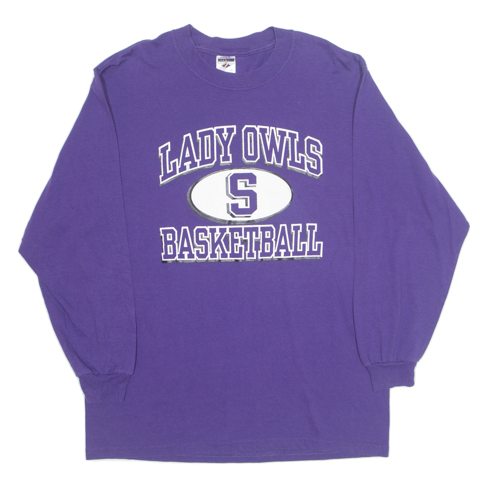 JERZEES Lady Owls Basketball Womens T-Shirt Purple Long Sleeve USA L Refurbished - N/A refurbished available on Cerqular