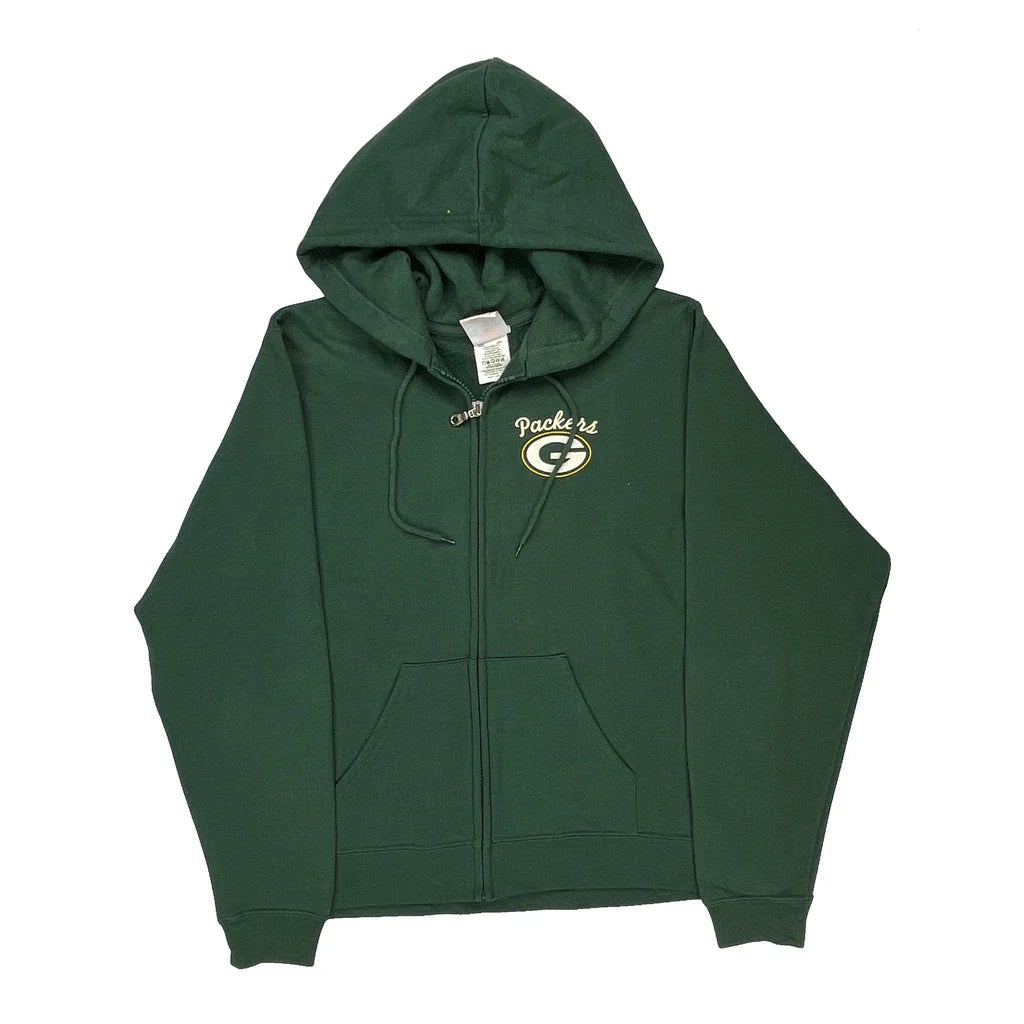 Packers Nfl Hoodie - Large Green Cotton Blend Refurbished - Thrifted (note: this is a term often used to describe second- refurbished available on Cerqular