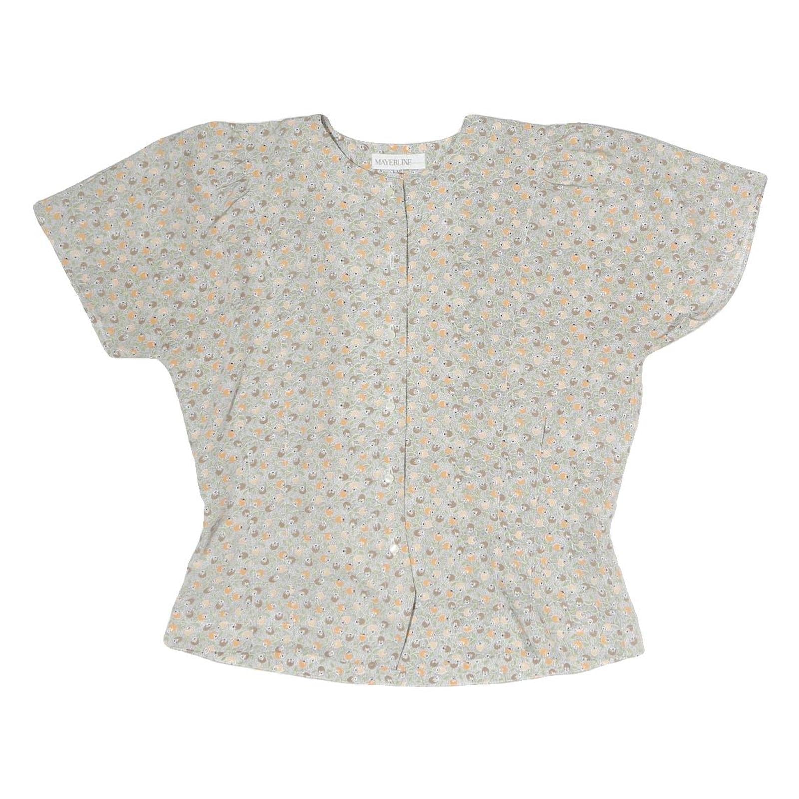 MAYERLINE Womens Grey Printed Short Sleeve Round Neck Top M Lightweight Refurbished - N/A refurbished available on Cerqular