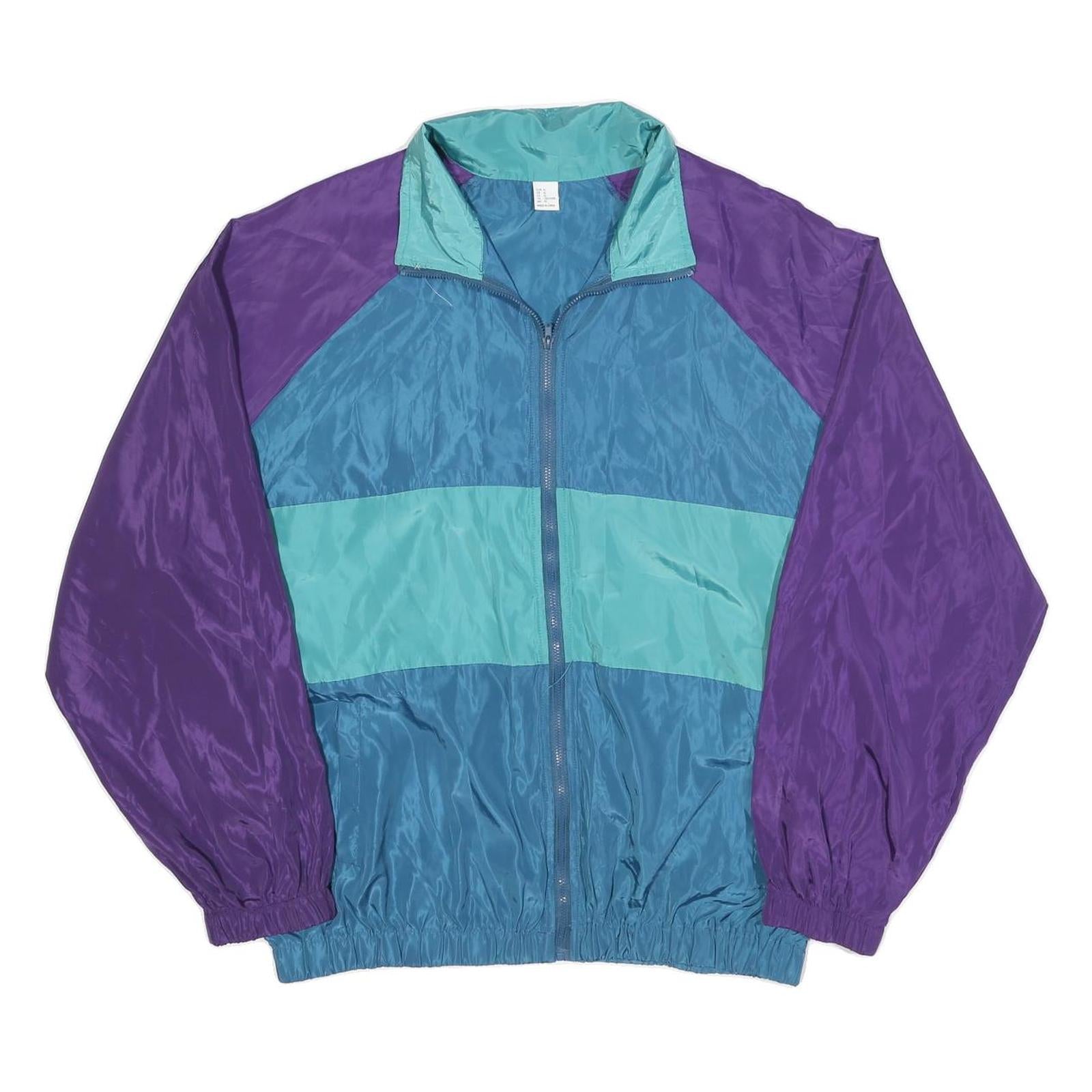 Mens Blue & Purple Colourblock Zip Jacket XL Polyester Blend Casual Outerwear Refurbished - N/A refurbished available on Cerqular