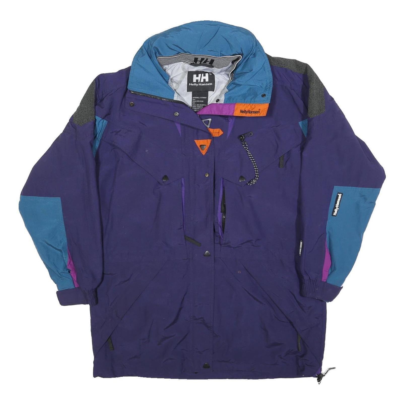 HELLY HANSEN Mens Blue & Purple Outdoor Jacket L Nylon Plain Hooded Zip Refurbished - N/A refurbished available on Cerqular