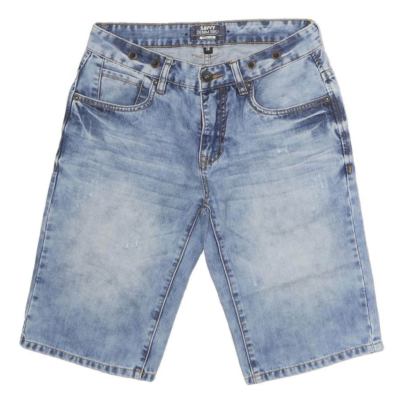 SAVVY DENIM Mens Light Blue Denim Shorts Casual Size L W32 Button Fly Refurbished - N/A refurbished available on Cerqular