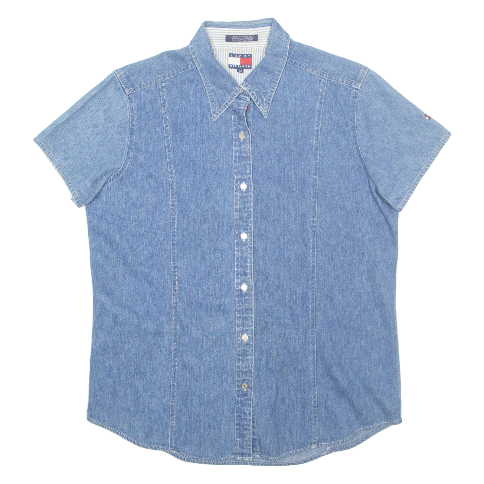 TOMMY HILFIGER Womens Denim Shirt Blue S Refurbished - N/A refurbished available on Cerqular