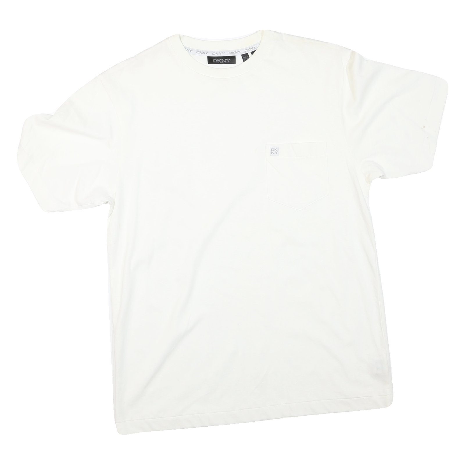 DKNY Mens White Cotton Blend T-Shirt S Short Sleeve Crew Neck Pocket Logo Refurbished - N/A refurbished available on Cerqular
