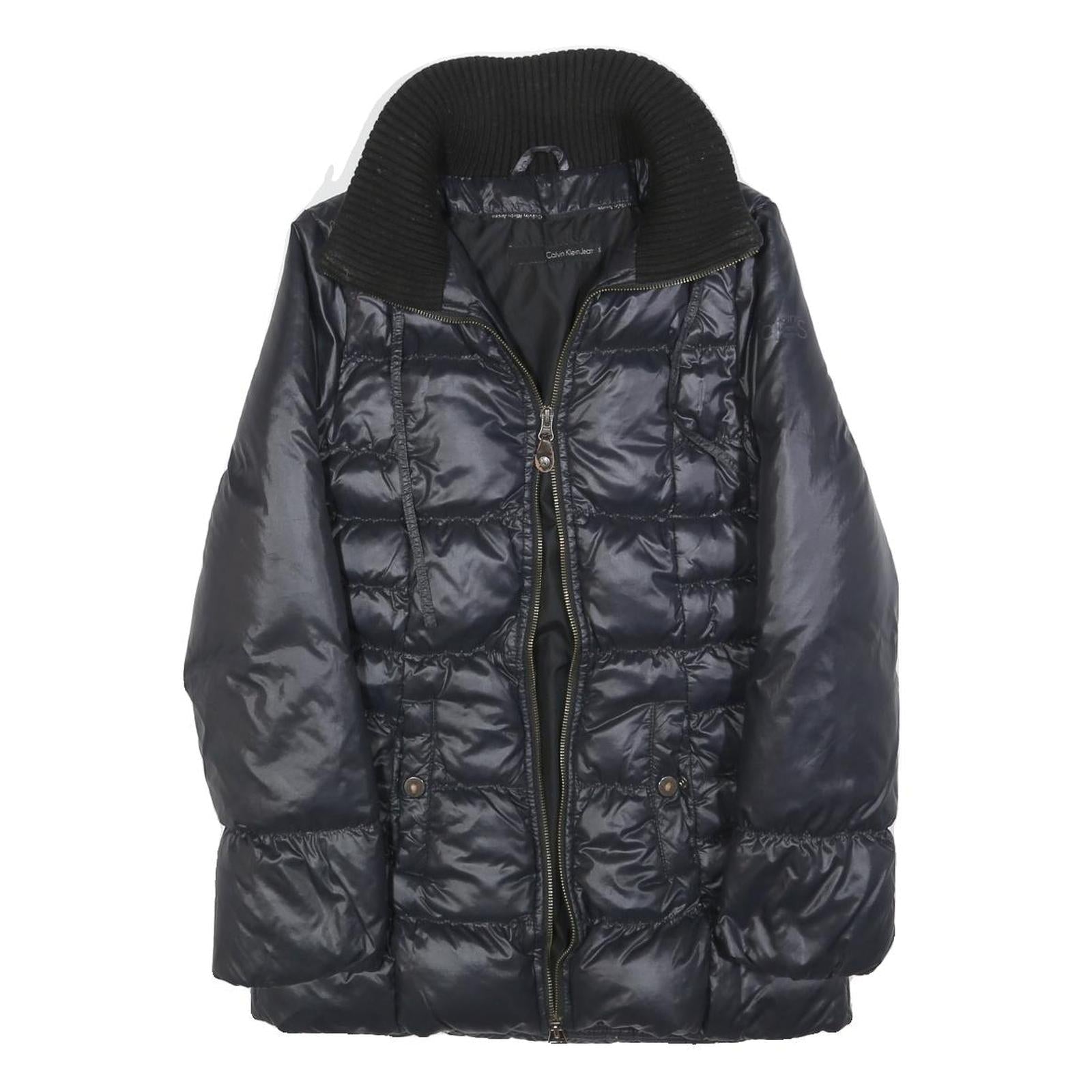 CALVIN KLEIN JEANS Womens Black Quilted Jacket S Polyester Blend Zip Collar Refurbished - N/A refurbished available on Cerqular