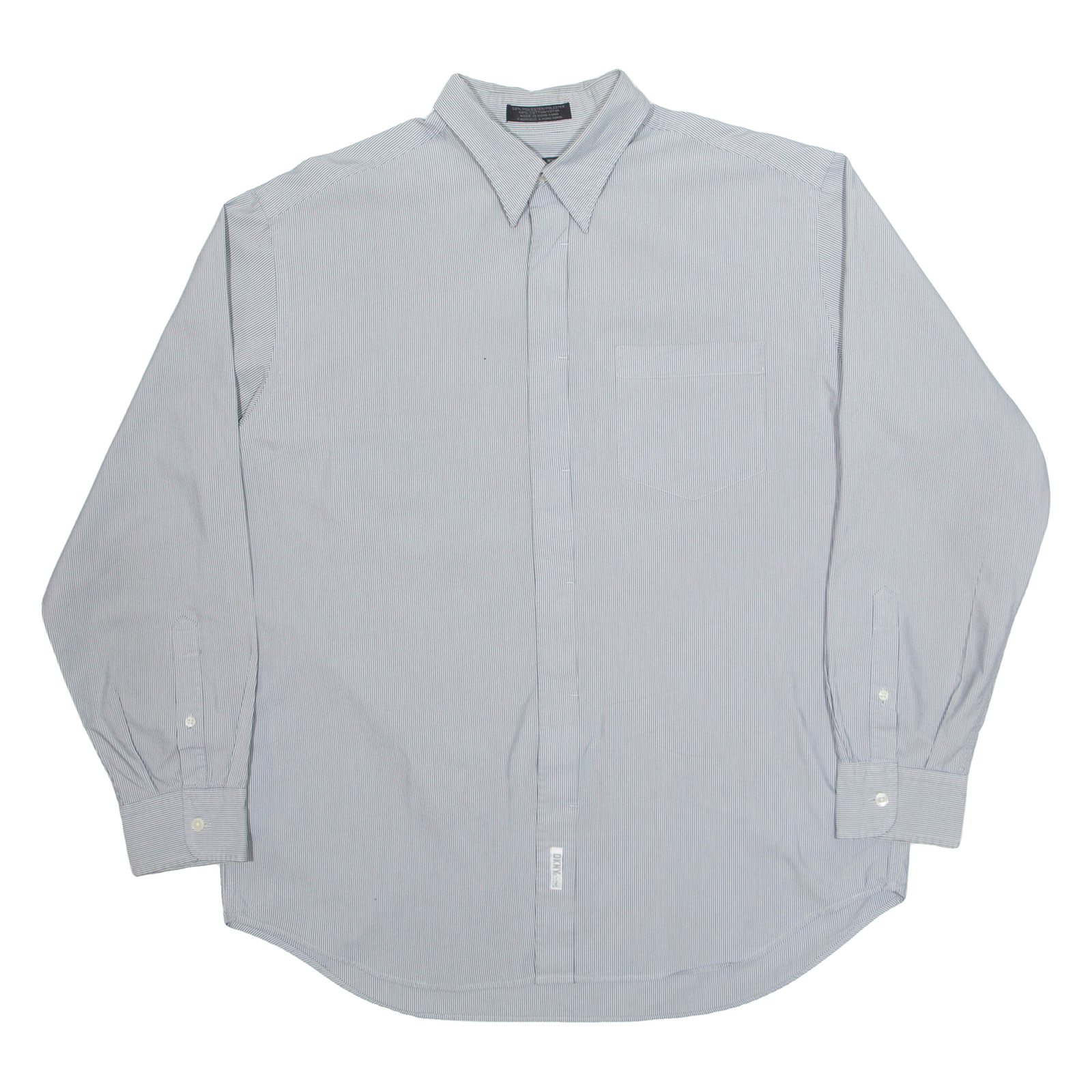 DKNY Mens Shirt Grey Pinstripe Long Sleeve XL Refurbished - N/A refurbished available on Cerqular