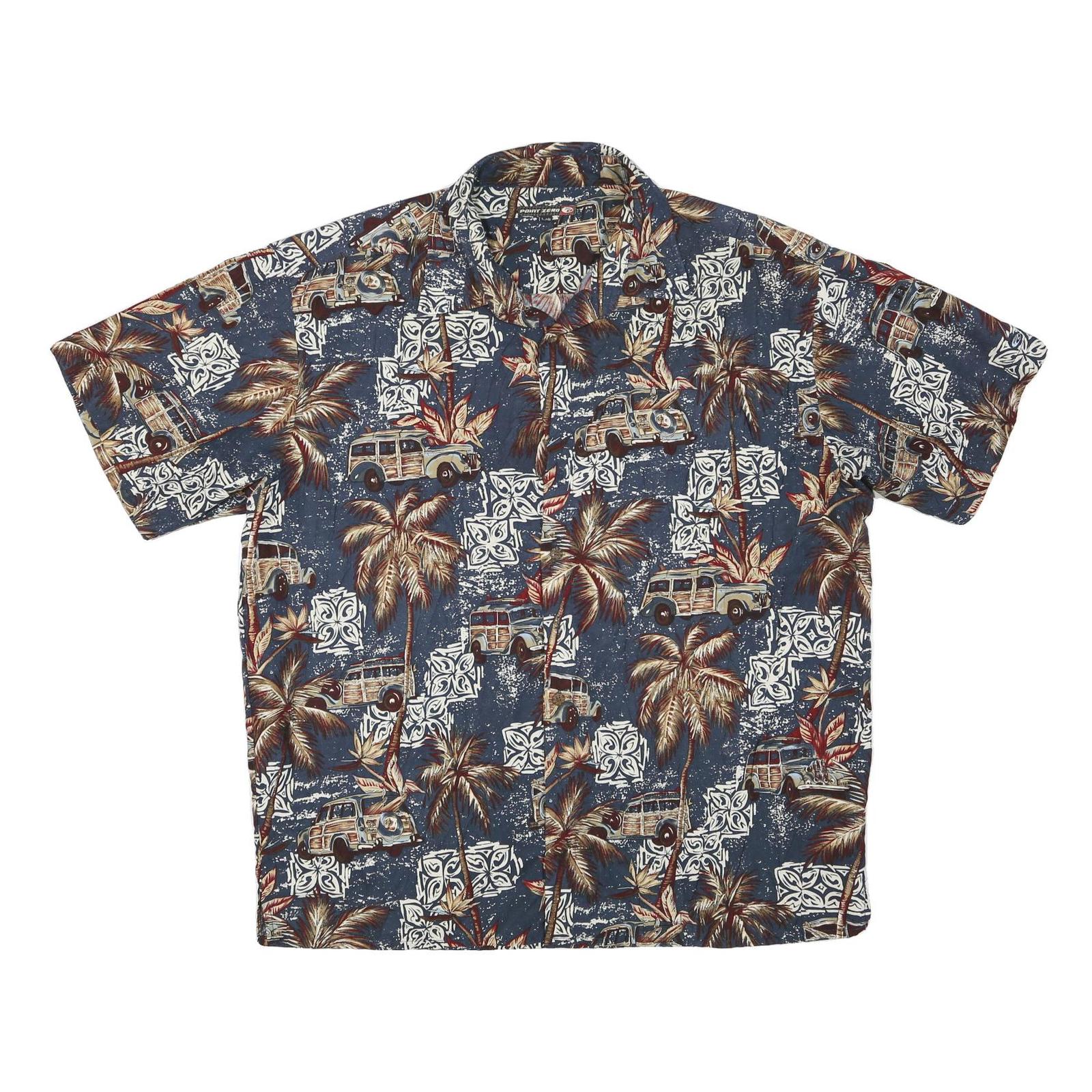 POINT ZERO Mens Blue Tropical Print Hawaiian Shirt L Summer Beach Holiday Refurbished - N/A refurbished available on Cerqular