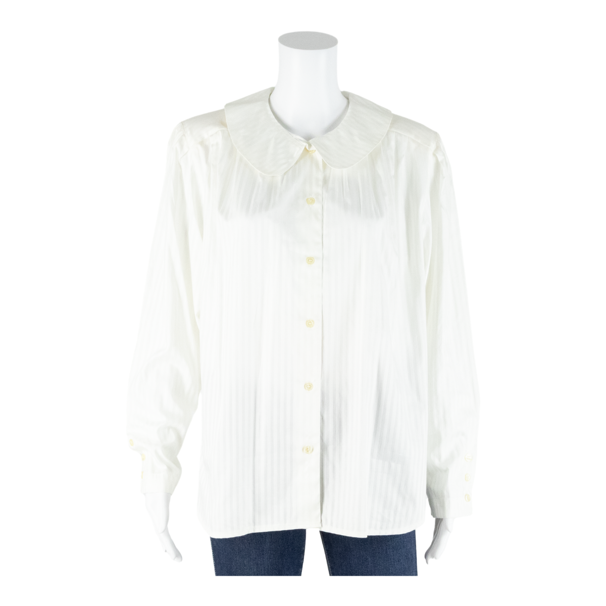 VON DANIELS Womens Shirt White Collared Long Sleeve 90s Striped S Refurbished - N/A refurbished available on Cerqular