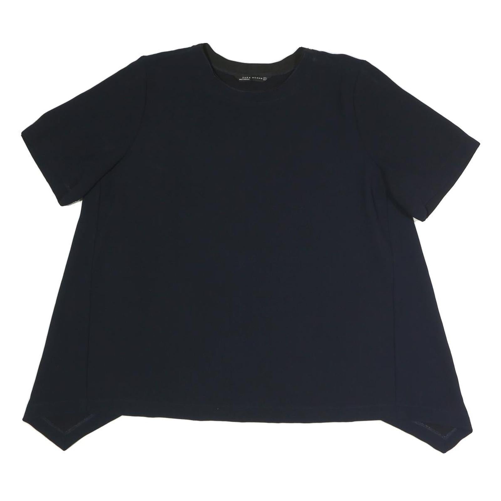 ZARA Womens Black Basic Top Short Sleeve Crew Neck S Polyester Blend Casual Refurbished - N/A refurbished available on Cerqular